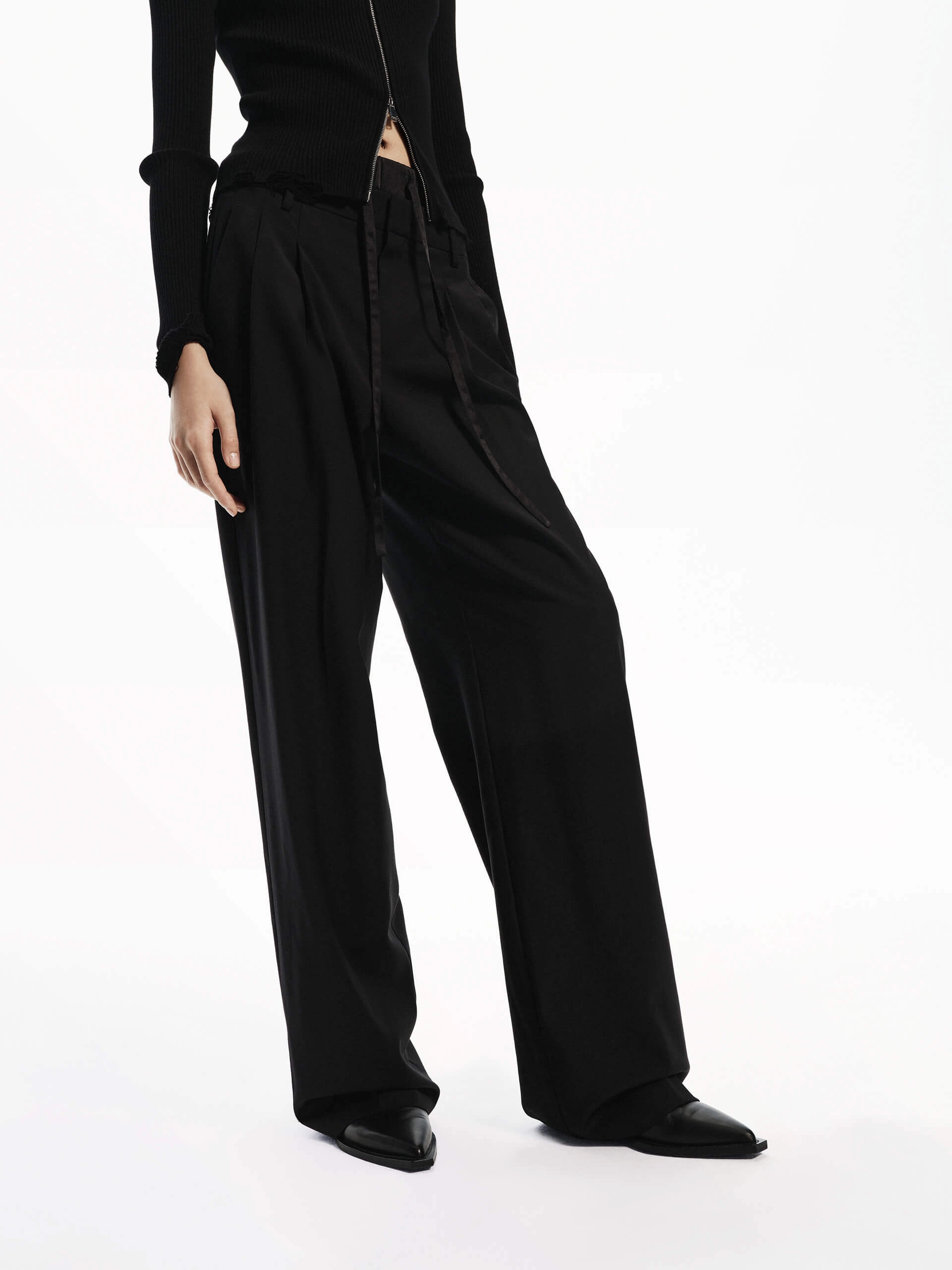 Lightweight Double Waist Wool Pants