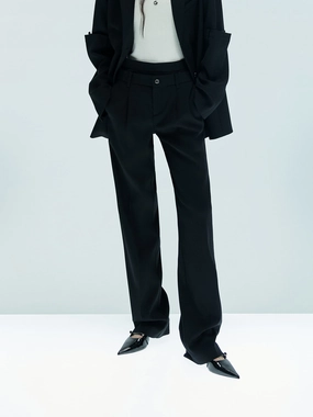 High Durability Thread Everyday Must-have Double Waistband Tailored Pants