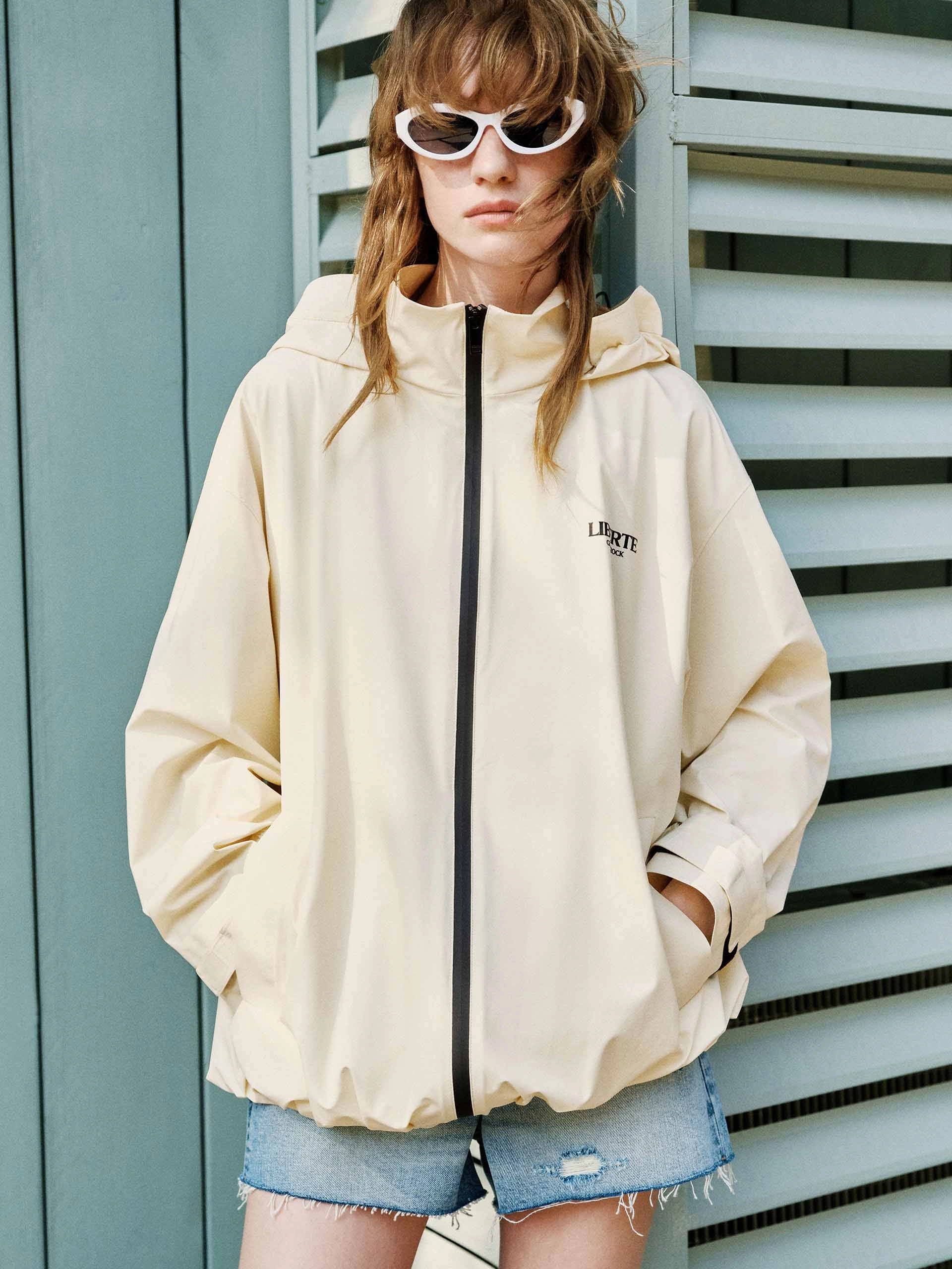 Loose Hooded Jacket Hooded Versatile Design Recycled Material Blend