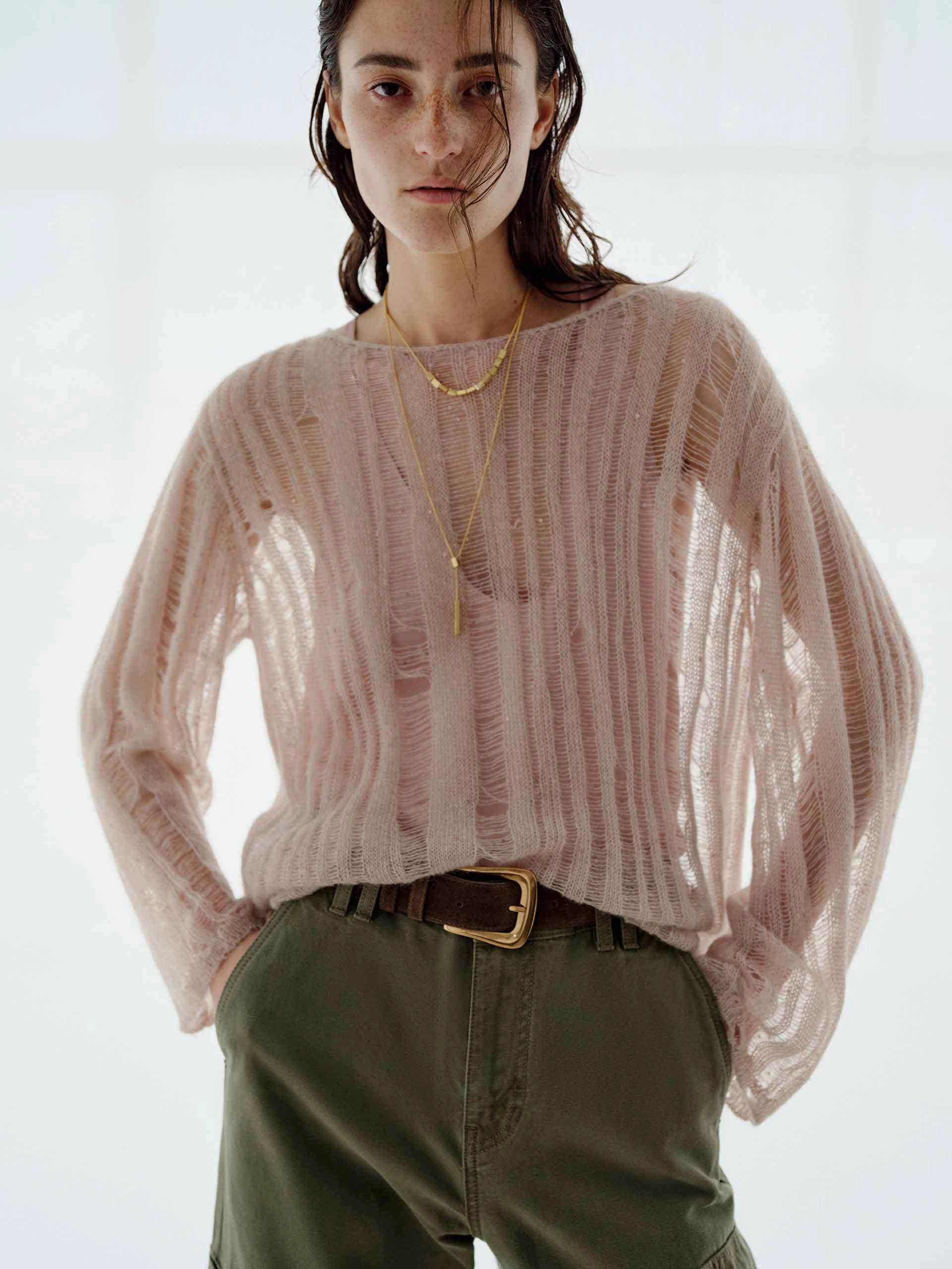 BondedEdges Sequin Open Knitted Top