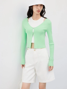 Two Piece Ribbed Knit Top Relaxed Design