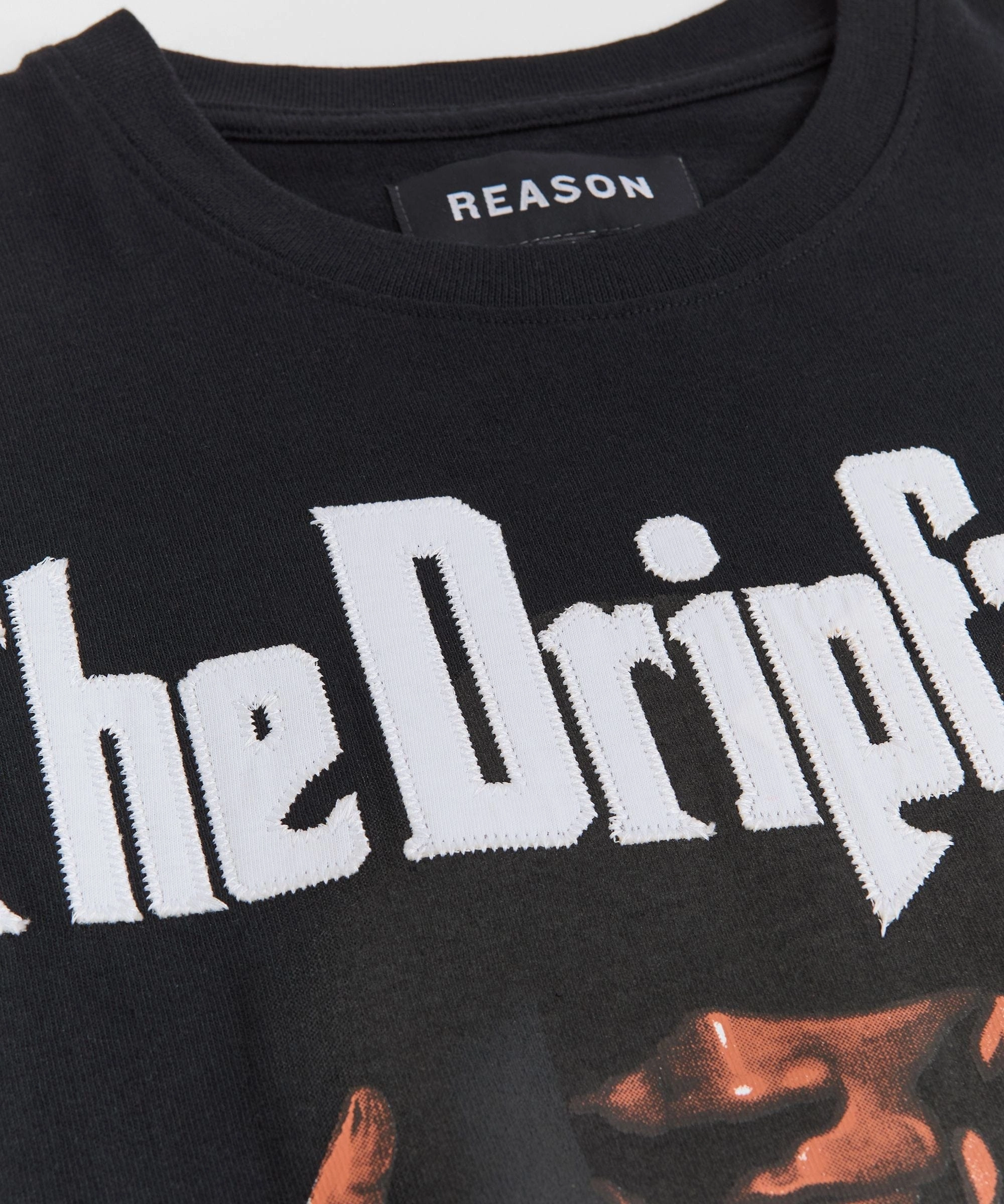 Dripfather Applique Short Sleeve Tee - Black AntiStatic Material Sheer Overlay Material