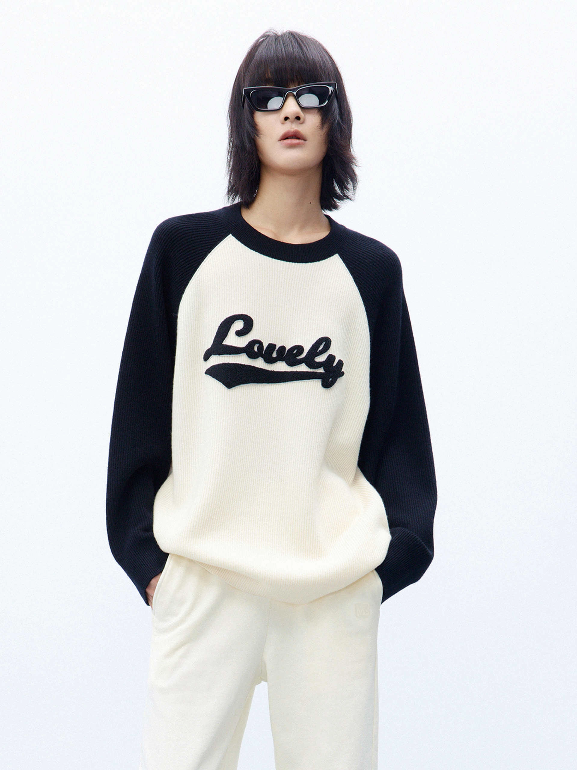 Circular Knit Technology Low Profile Seaming Two Tone Wool Sweater