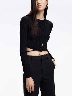 Convertible Design Ribbed Knit Strap Top