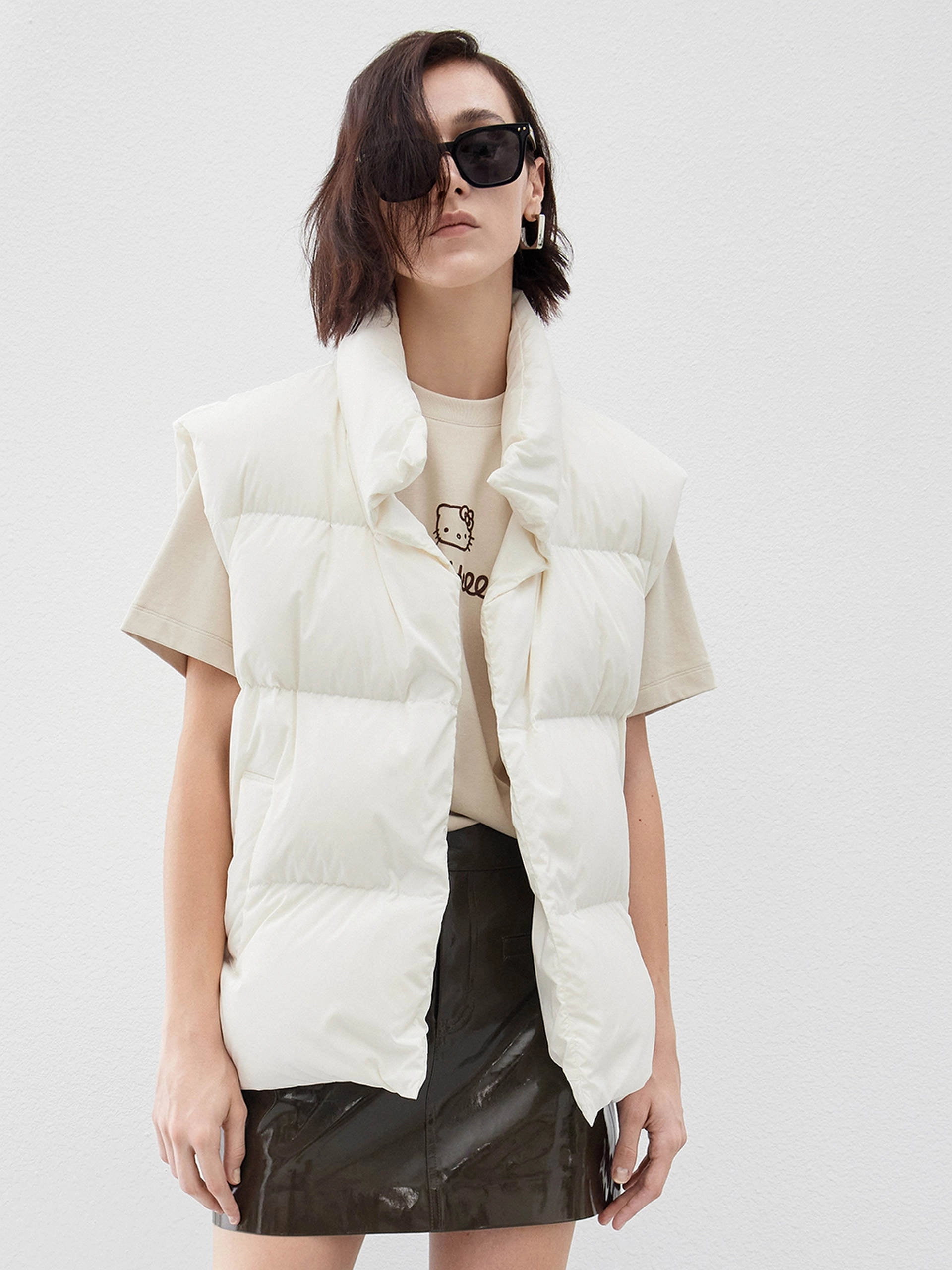 Down Feather Quilted Vest Relaxed City Style Non Irritating Tags