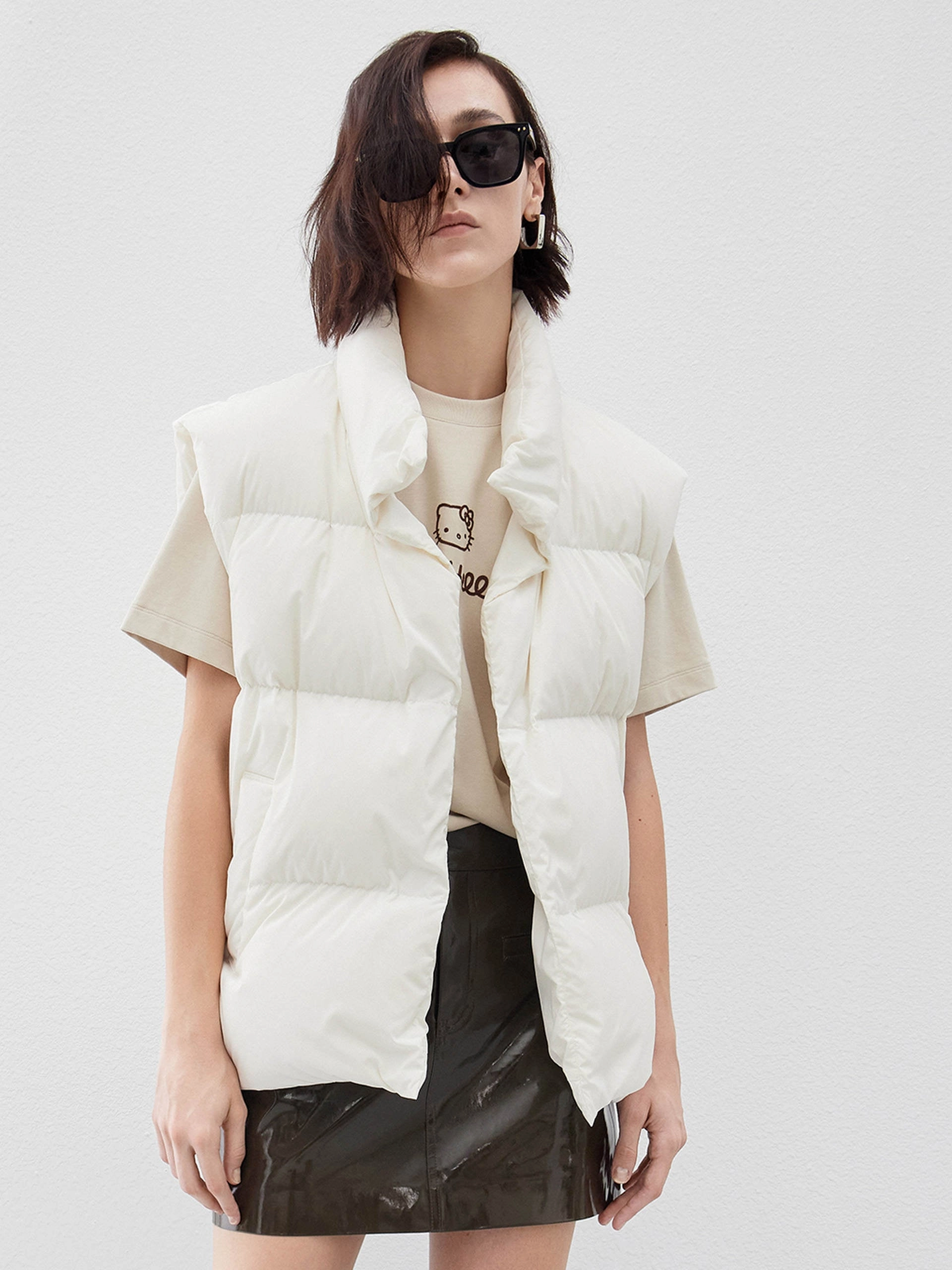 Recycled Material Blend Down Feather Quilted Vest