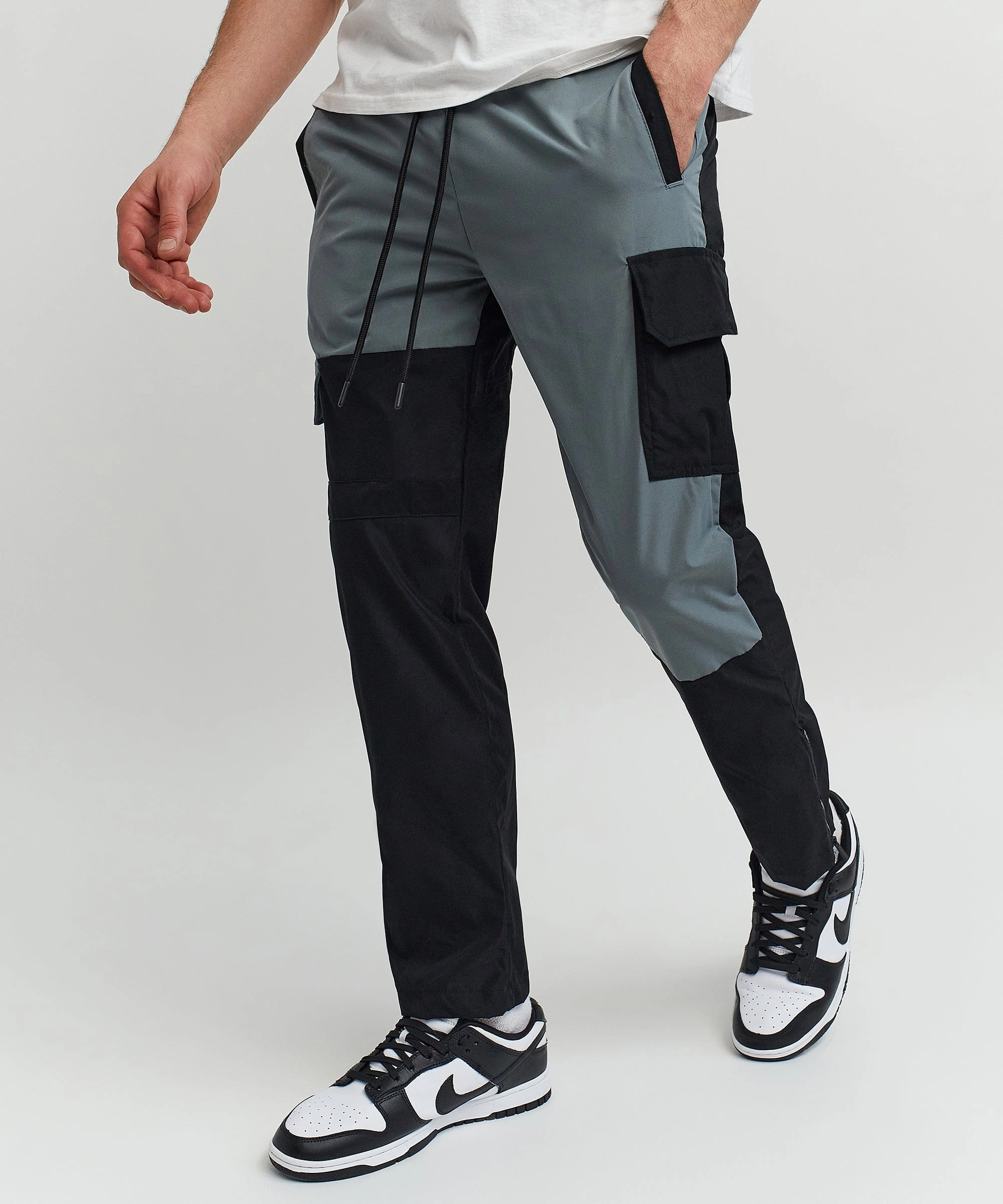 Reinforced Neckline Detail Riffraff Nylon Multi Pocket Cargo Pants