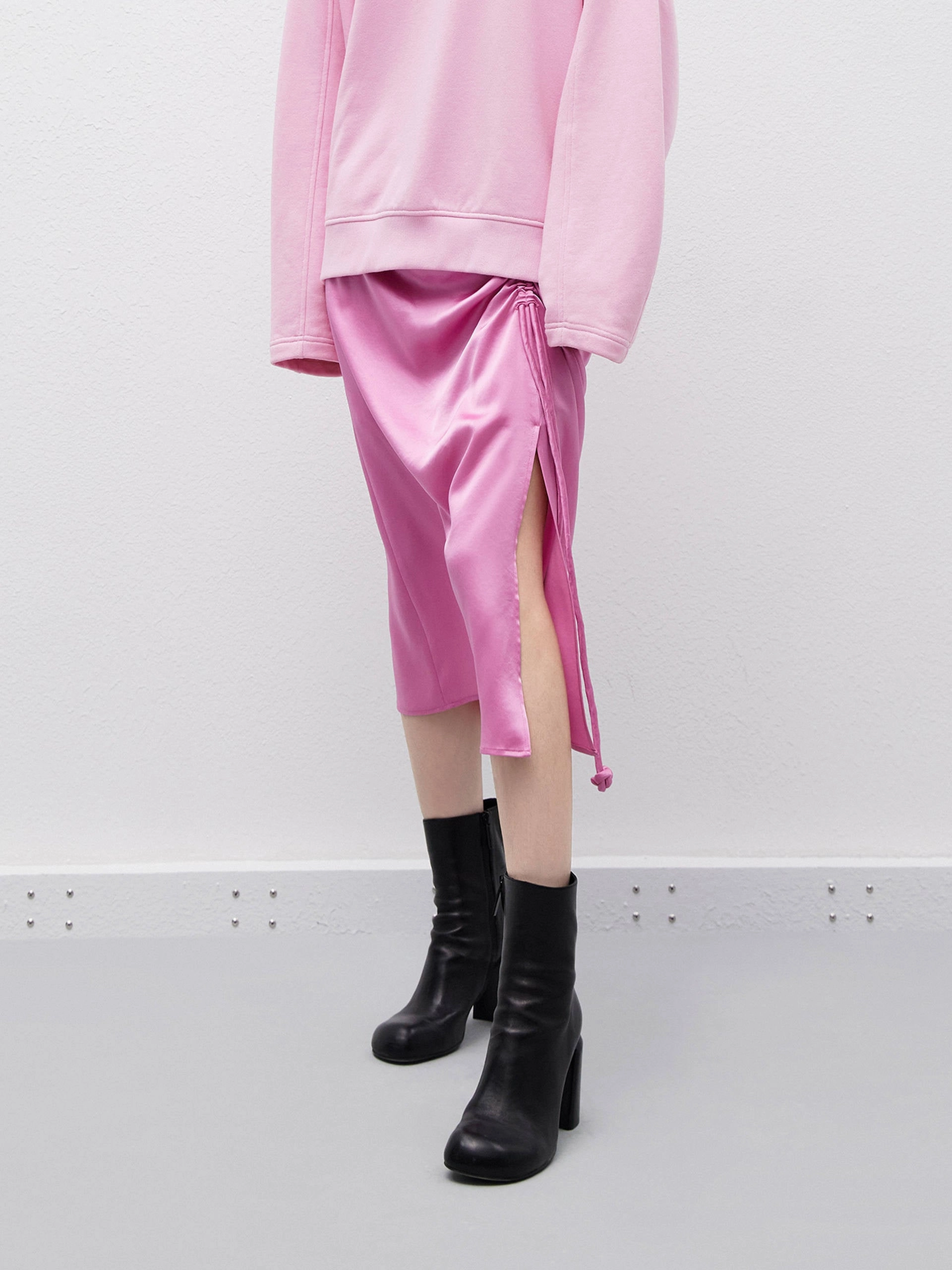 ElasticCuffs Draped Triacetate Blend Skirt