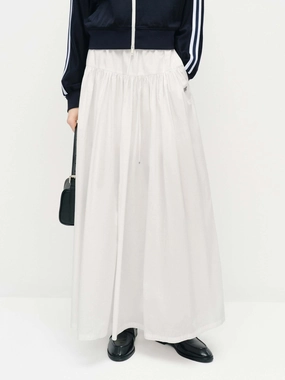 Drawstring A-line Maxi Skirt Abrasion Resistant Fabric