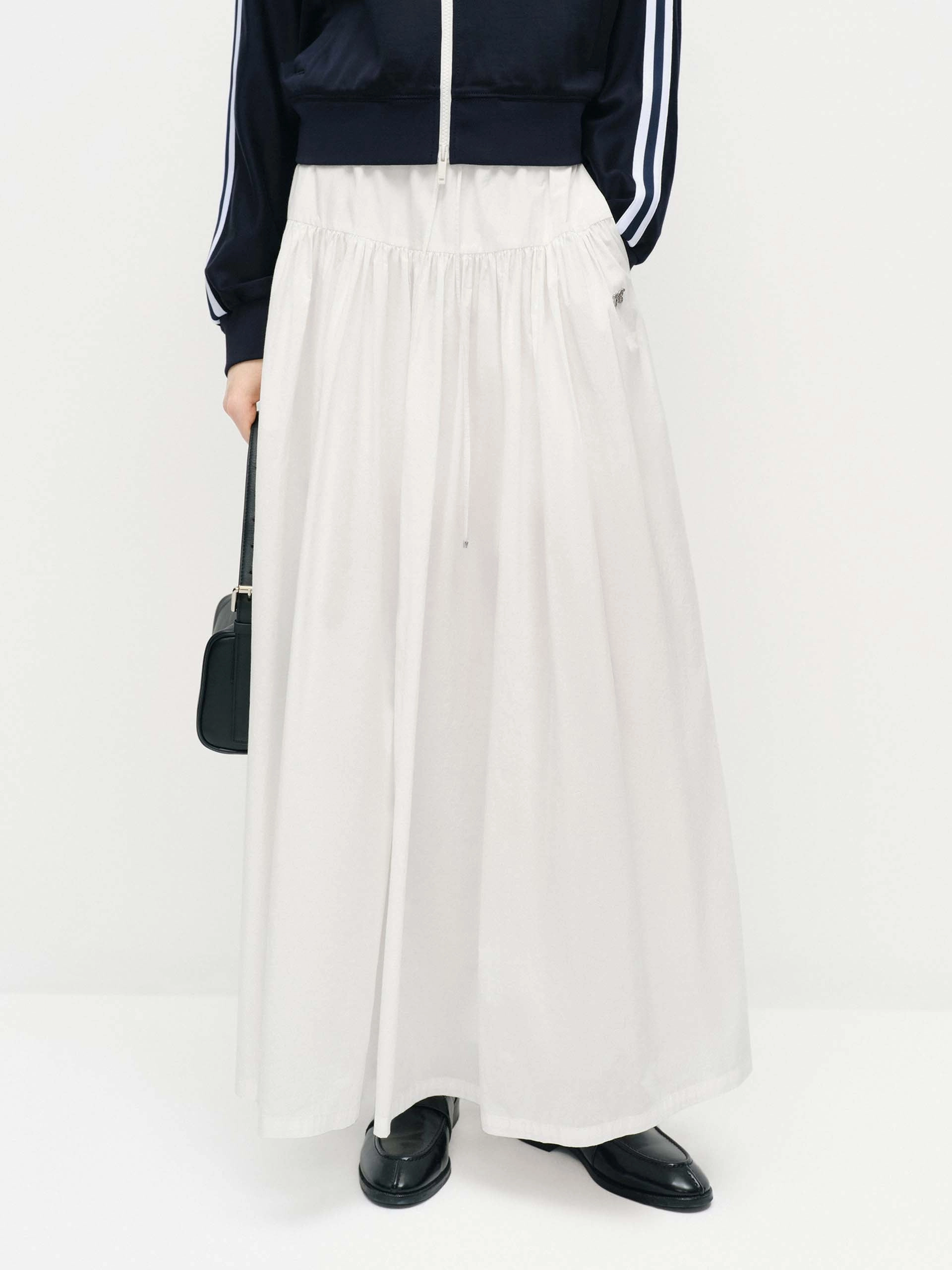 OdorResistantFinish Odor Resistant Drawstring A-line Maxi Skirt