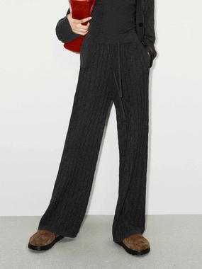 Drawstring Cable Knit Pants Travel Friendly