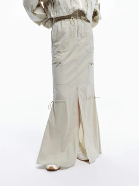 Anti Pilling Treatment SoftCottonBlend Drawstring Detail Maxi Skirt