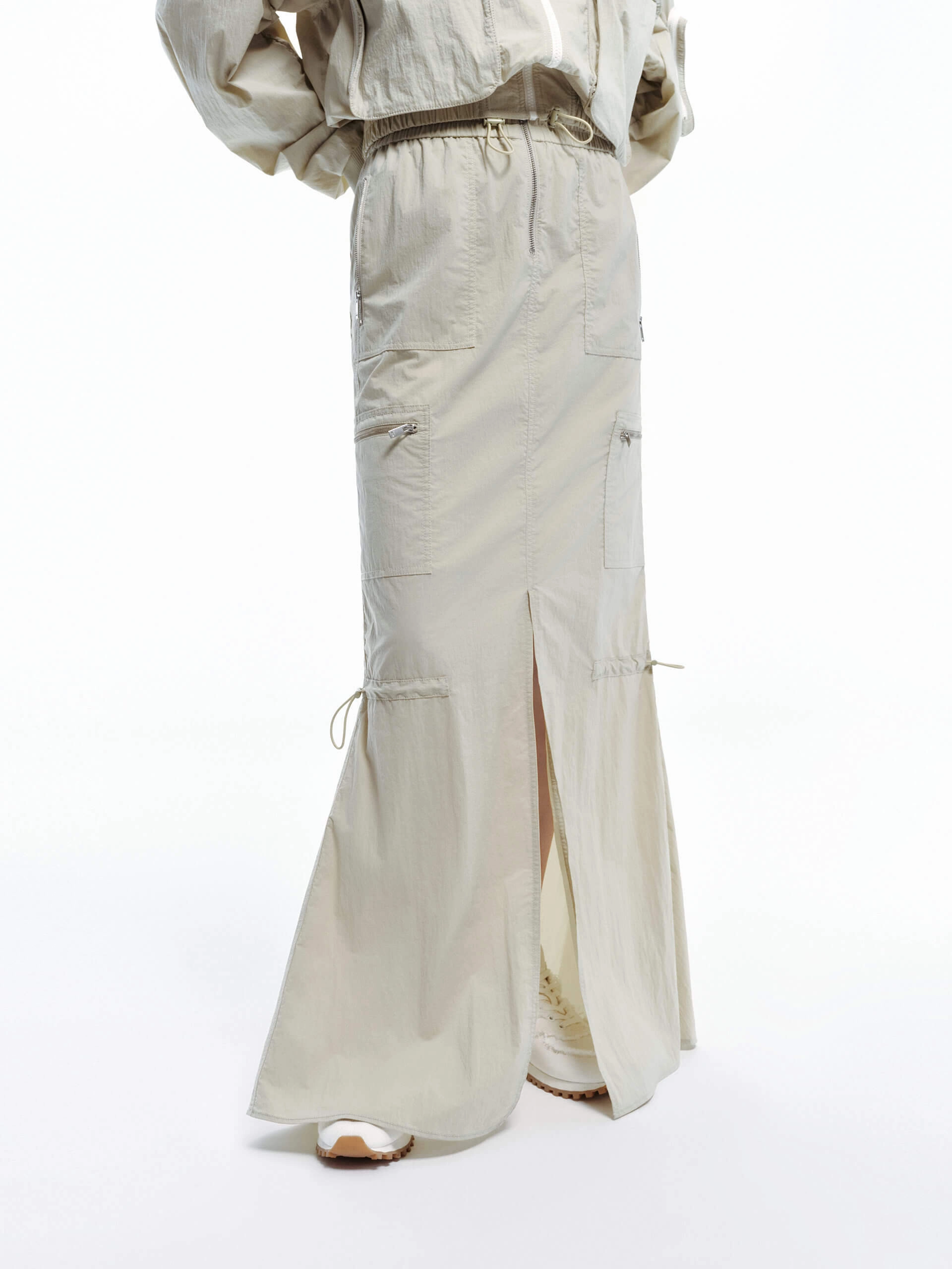 Anti Pilling Treatment SoftCottonBlend Drawstring Detail Maxi Skirt