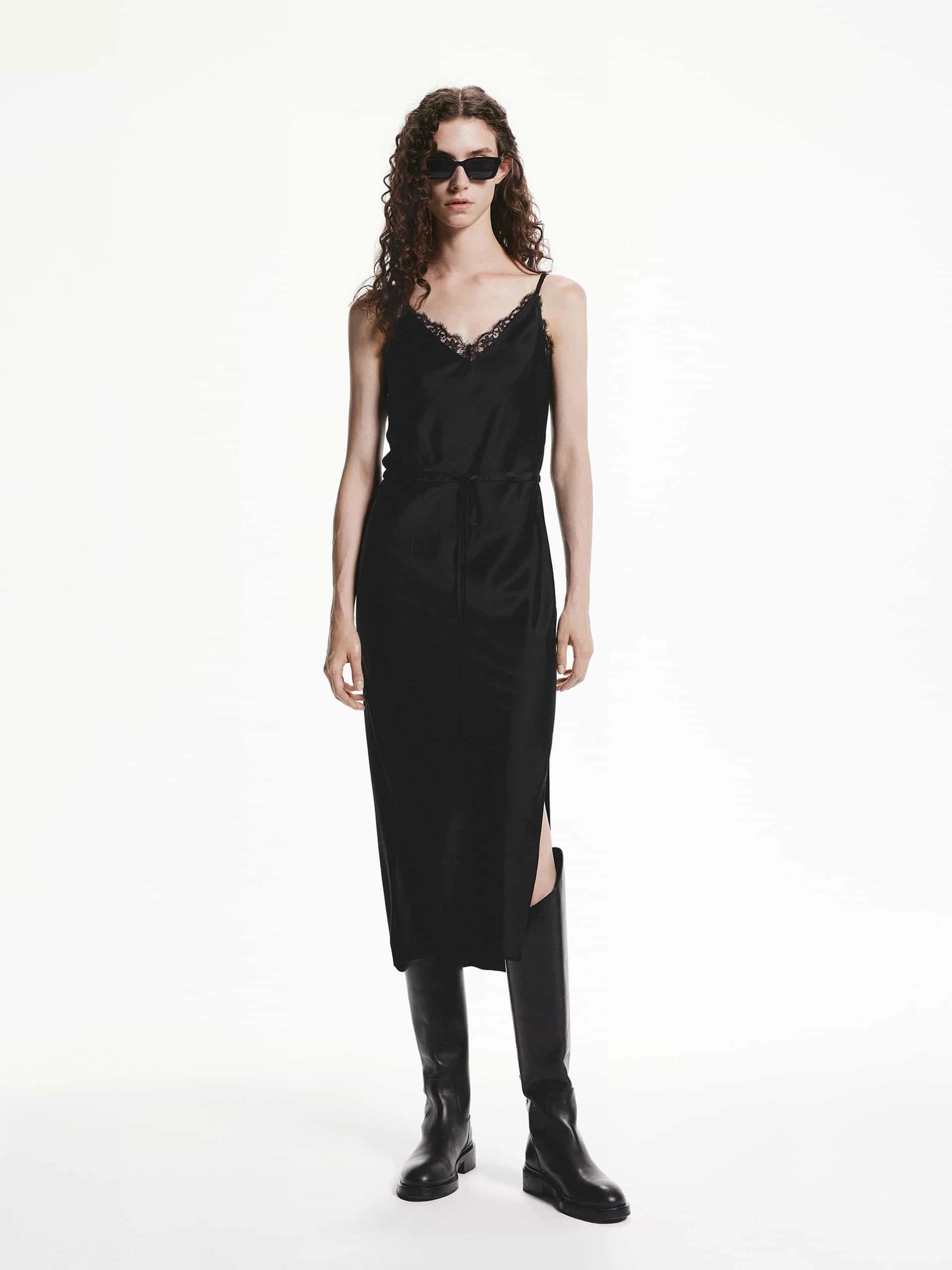 Office Classic Drawstring Side Slit Dress