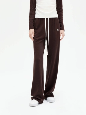 Drawstring Straight Leg Trousers Cozy and Relaxed ReflectiveTrim