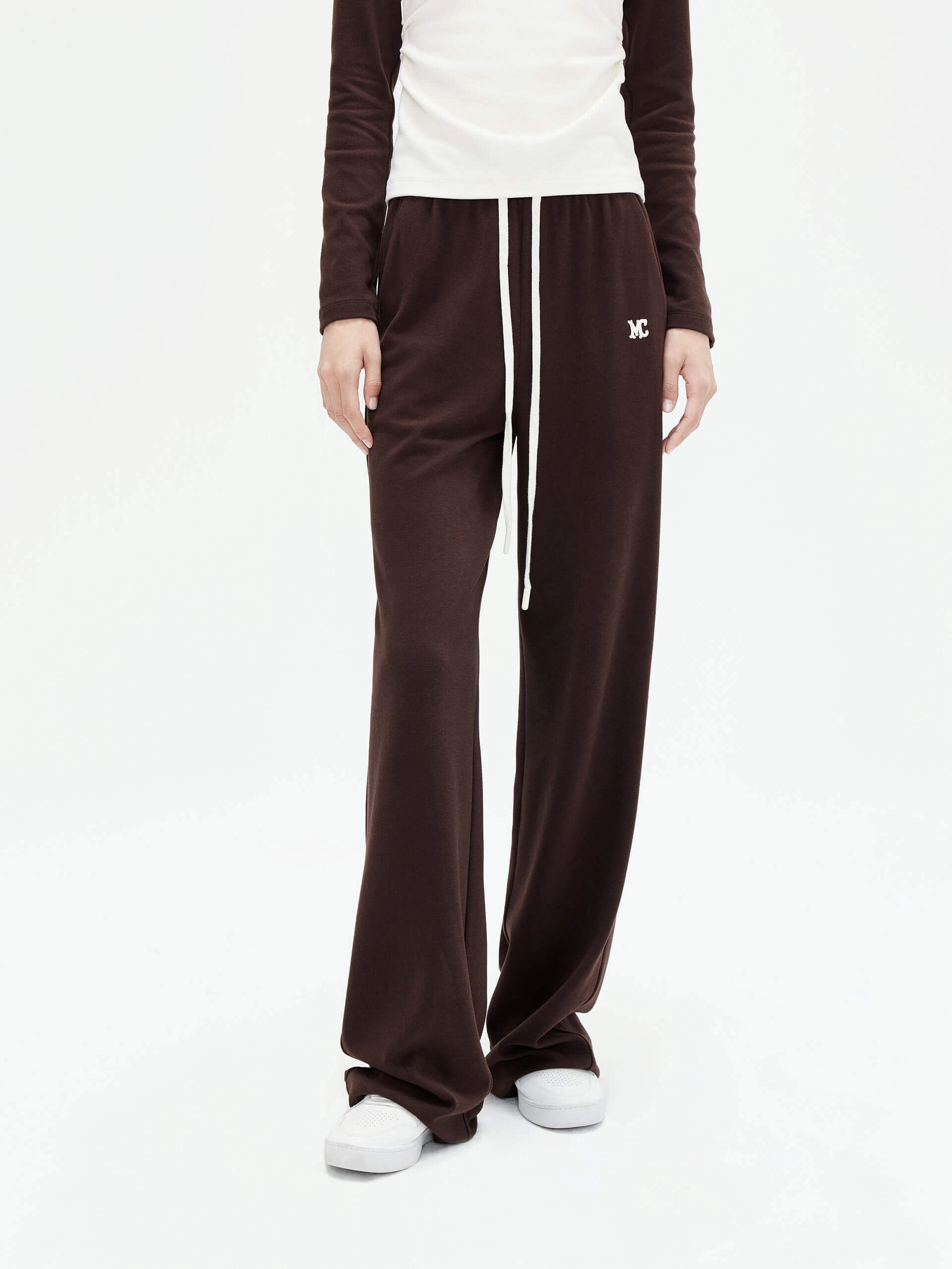 Drawstring Straight Leg Trousers Cozy and Relaxed ReflectiveTrim