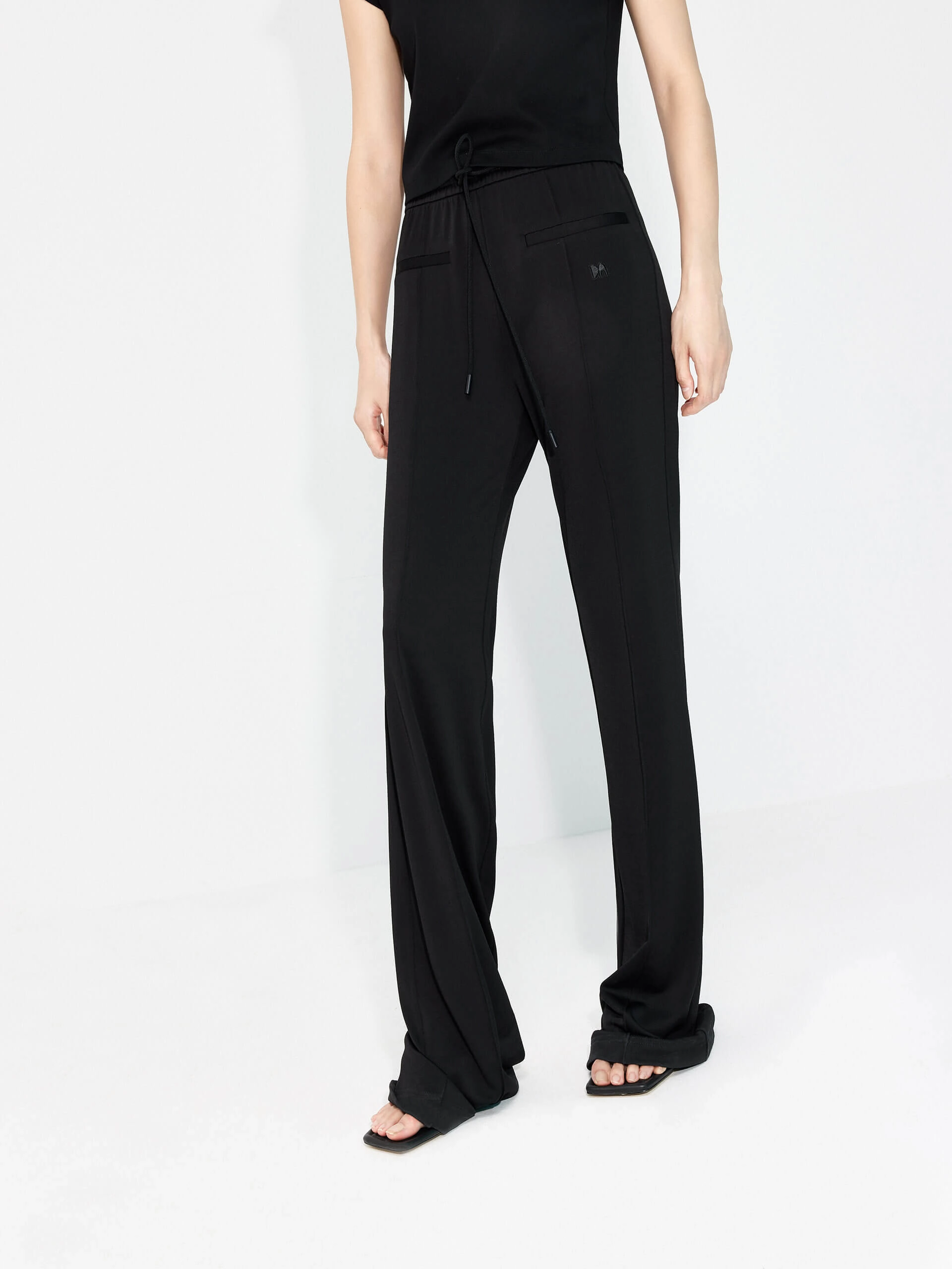 Drawstring Waist Tailored Pants SeamlessPockets