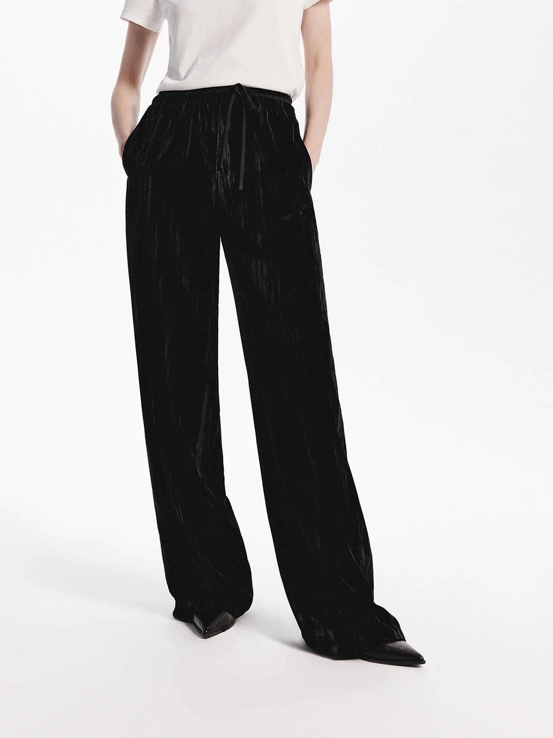 Drawstring Wide Leg Pants Light Flex