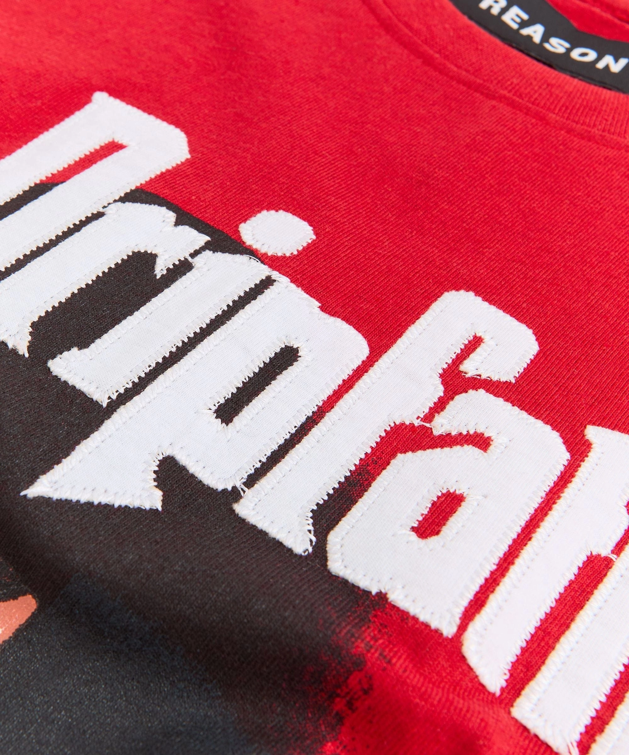Dripfather Applique Short Sleeve Tee - Red FlexibleCuff ElasticEdgeBinding
