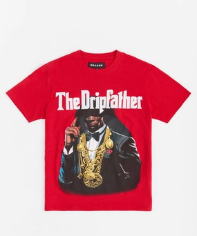 SleevelessOption Dripfather Applique Short Sleeve Tee - Red