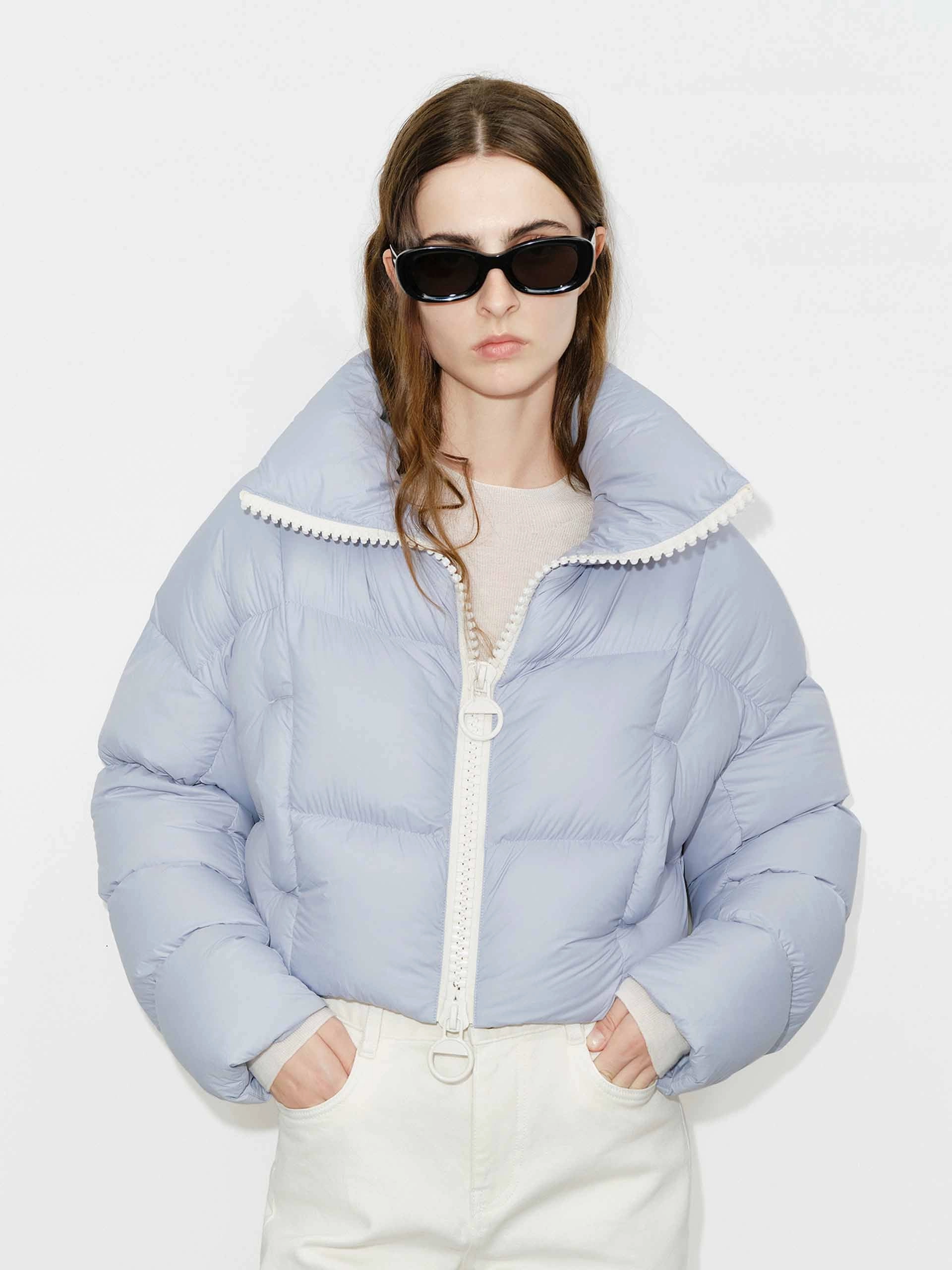 Cropped Zipper Down Jacket Modern Fit