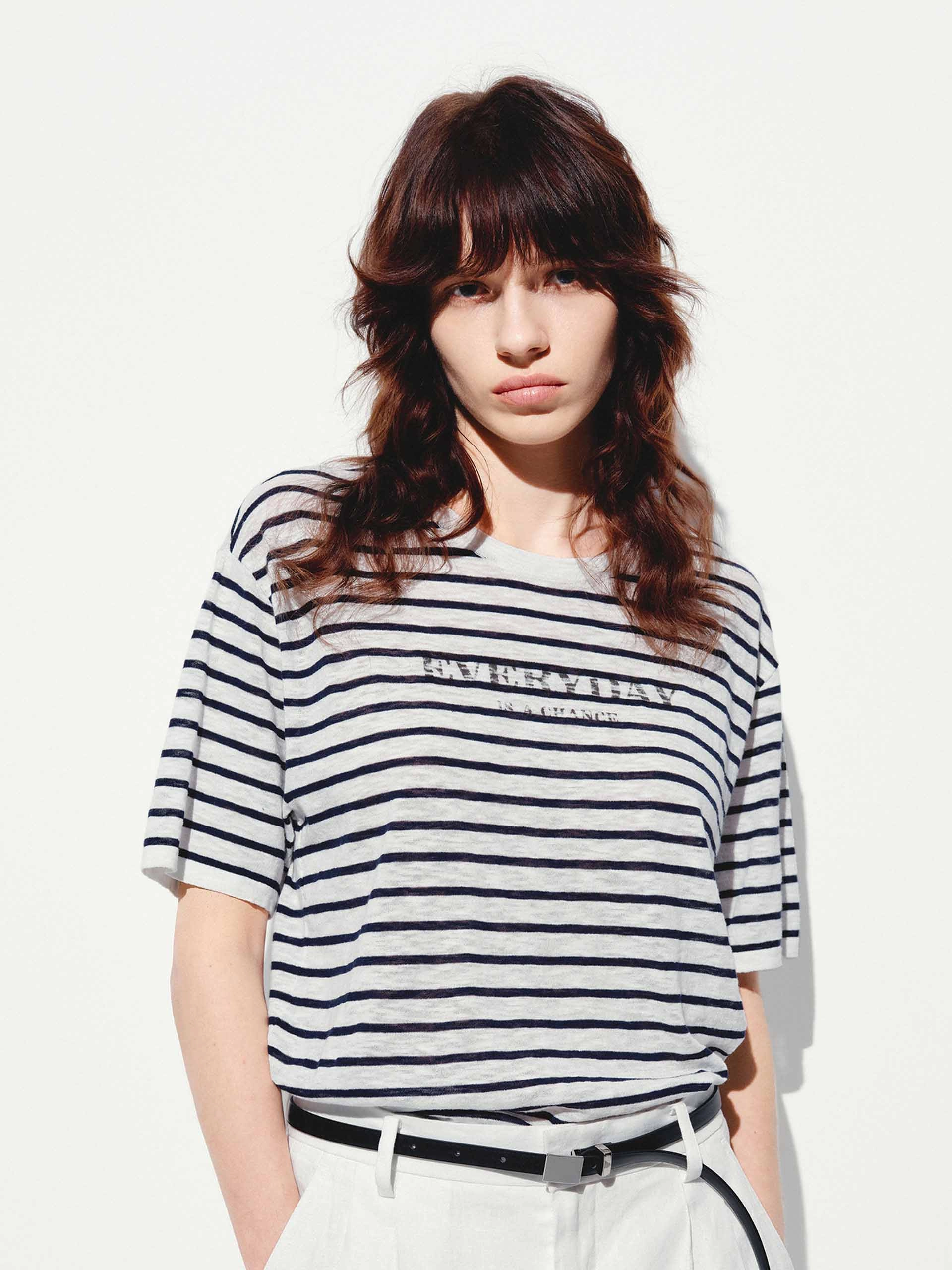 Cozy Layer Drop Shoulder Slogan Top