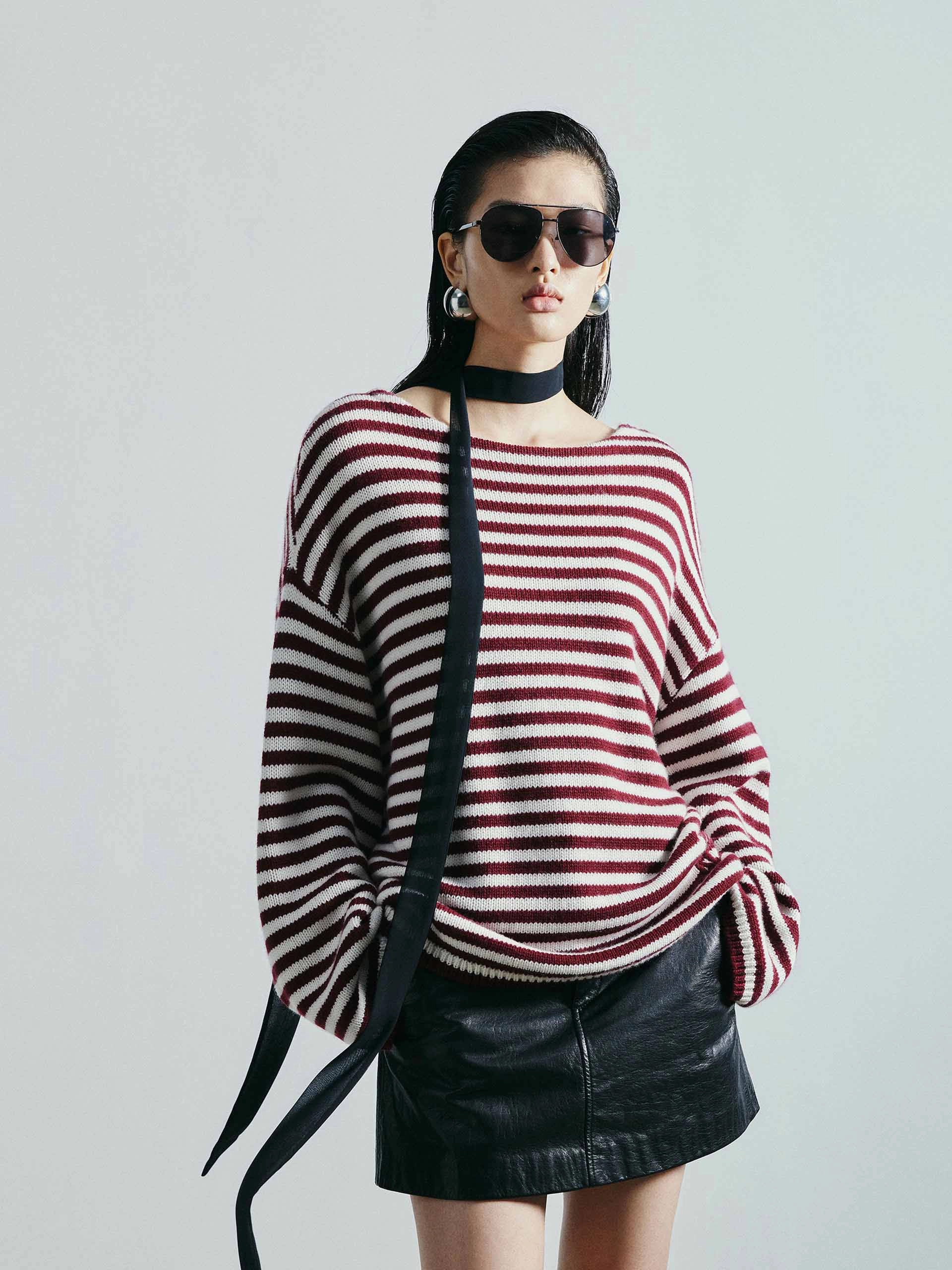 Drop Shoulder Striped Sweater Architectural Tailoring