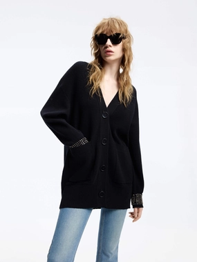 Wool V-neck Knit Cardigan hypoallergenic material FadeResistant Dye