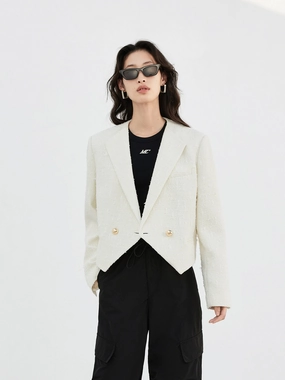 High Visibility Trim Stretch Panels Textured Cropped Jacket