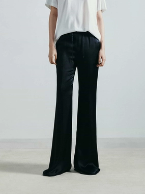 Drawstring Flare Pants Trendy Wear Flexible Fabric