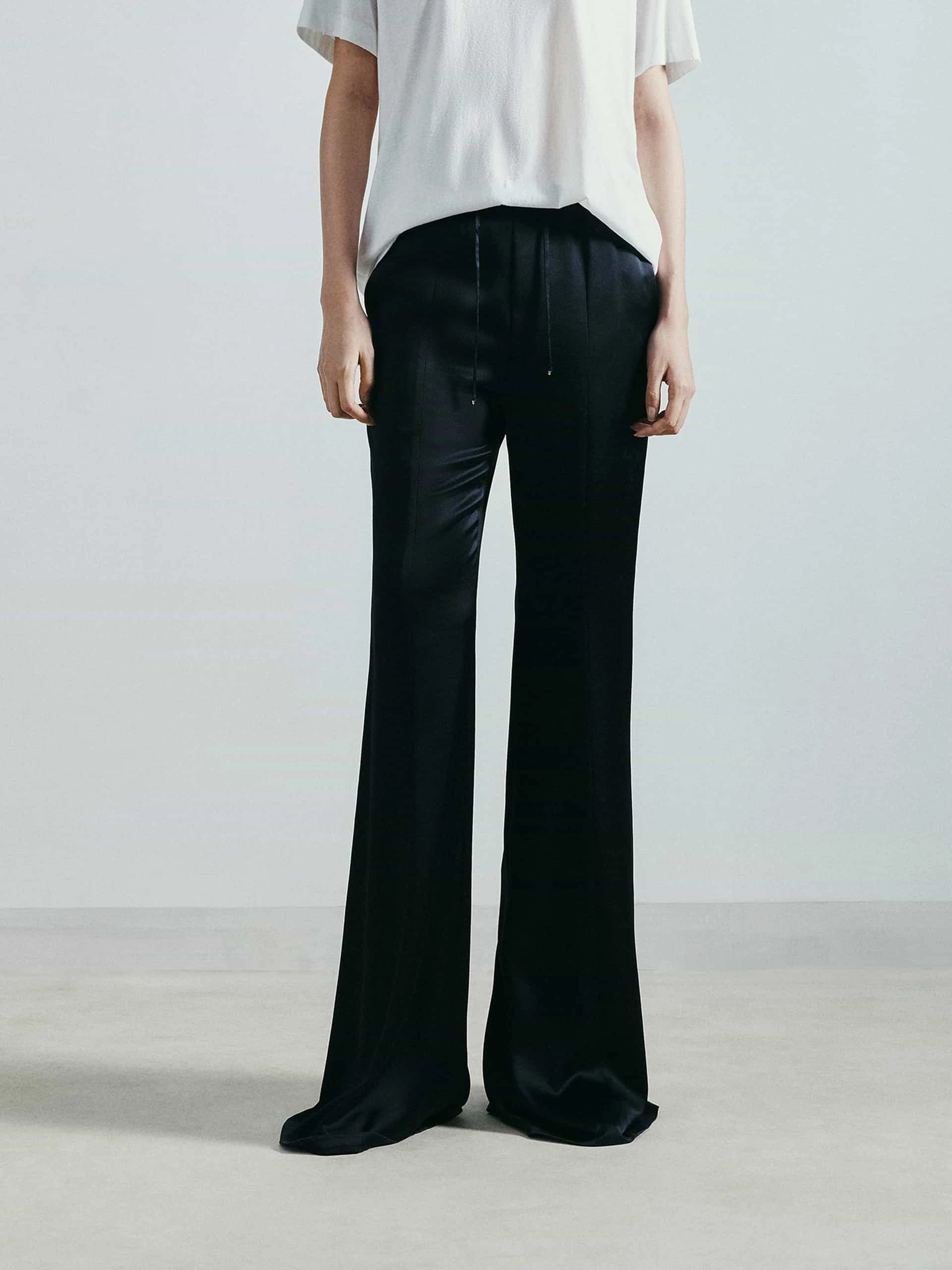 Layer Friendly Drawstring Flare Pants