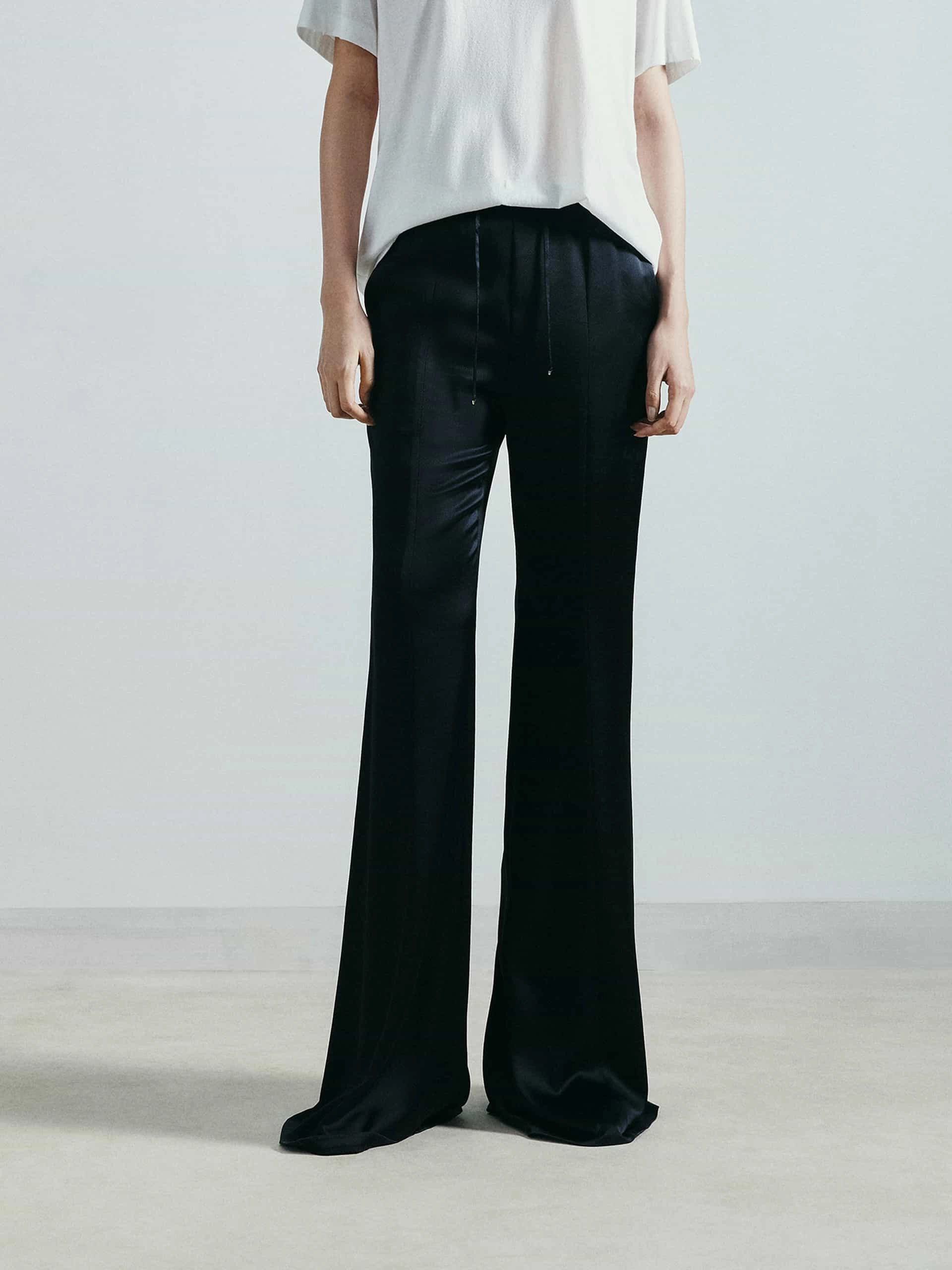 Drawstring Flare Pants AntiSlipWaistband Breathable mesh lining