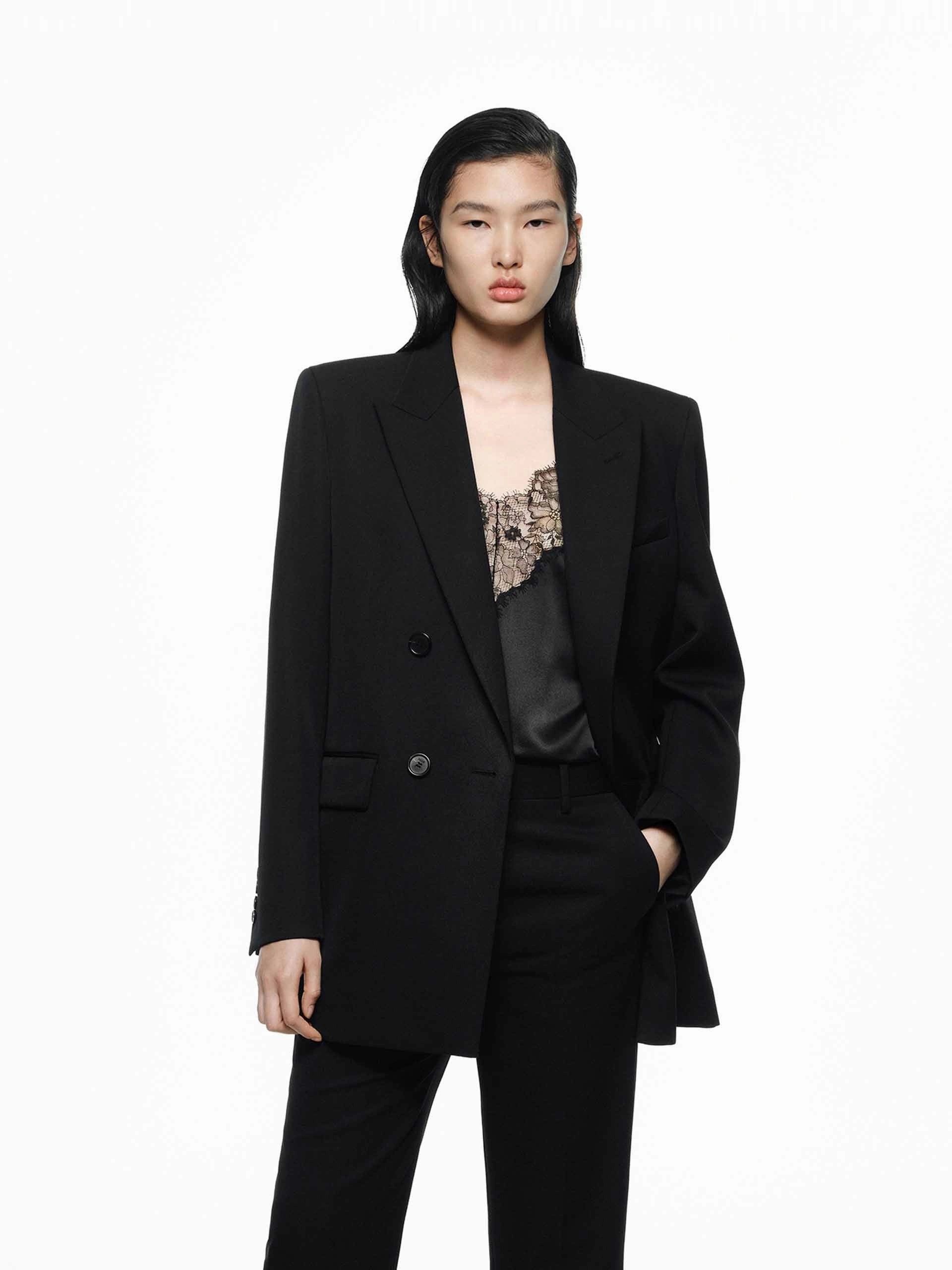 AthleticInspired Merino Wool Structured Blazer