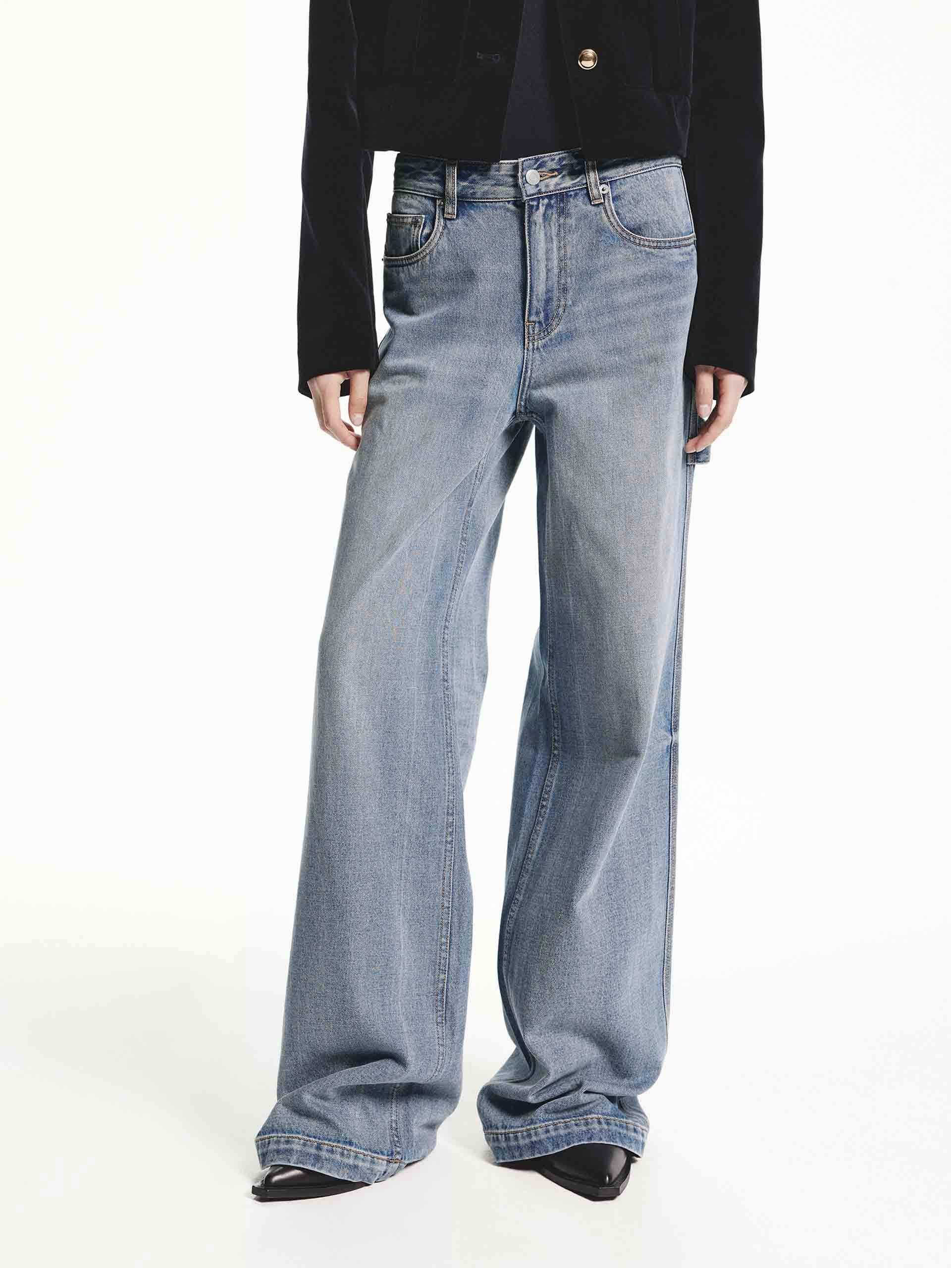 Drawstring Detail Straight Jeans Stretch Classic Wear