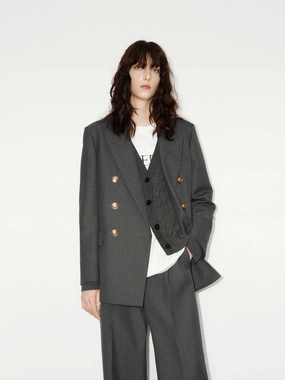 Anti Slip Shoulder Metal Button Structured Blazer