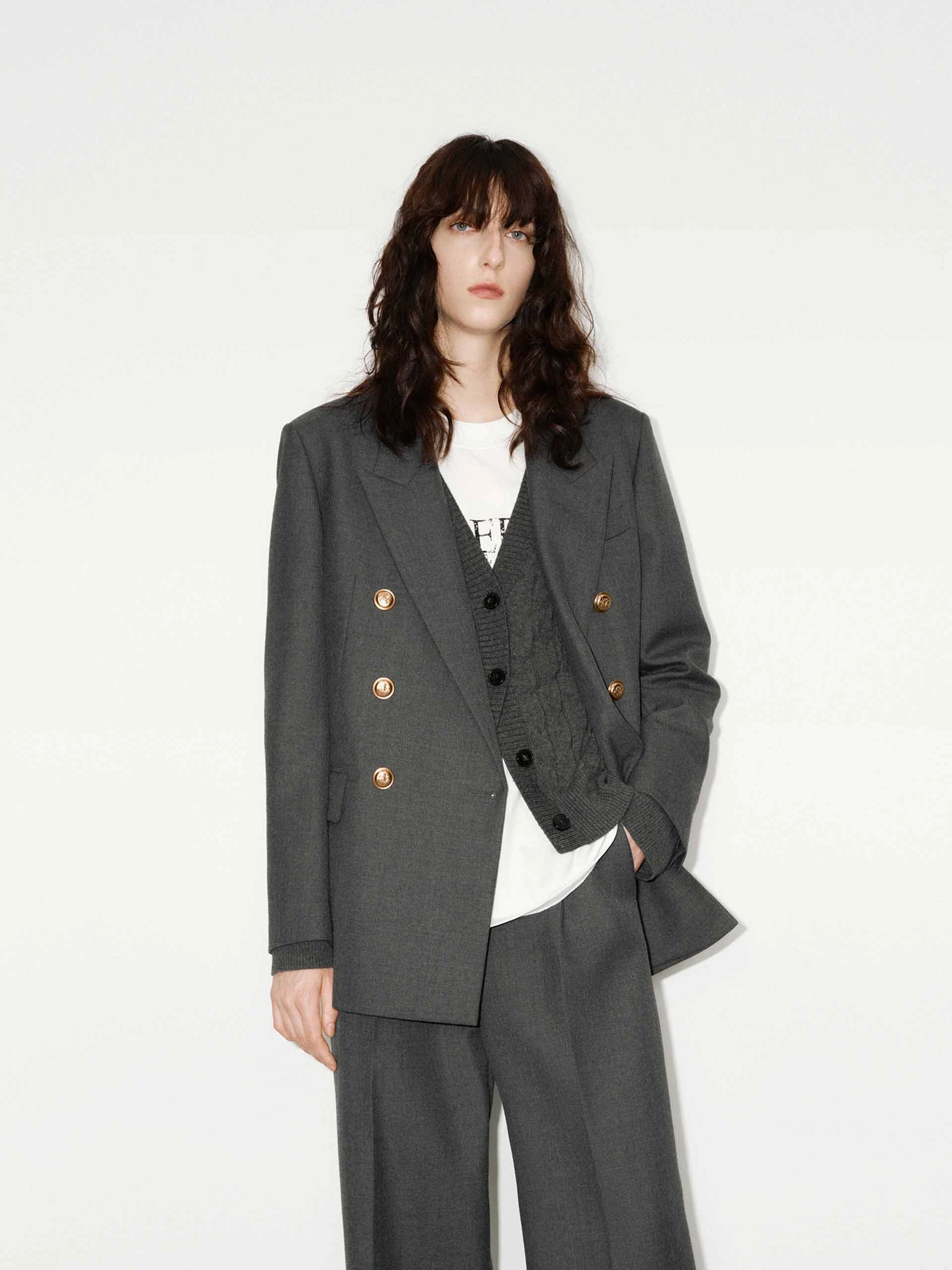 Metal Button Structured Blazer Magnetic Fastenings