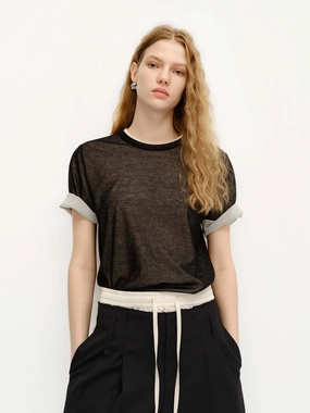 ContouredPanels StretchFabric Cotton Blend Layered Top