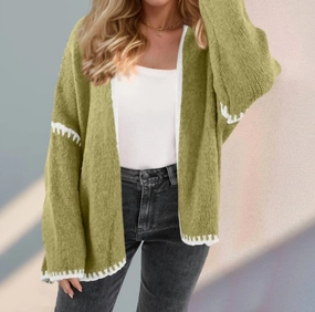 Open Front Cardigan In Sage Green Trendy Layering Everyday Wear