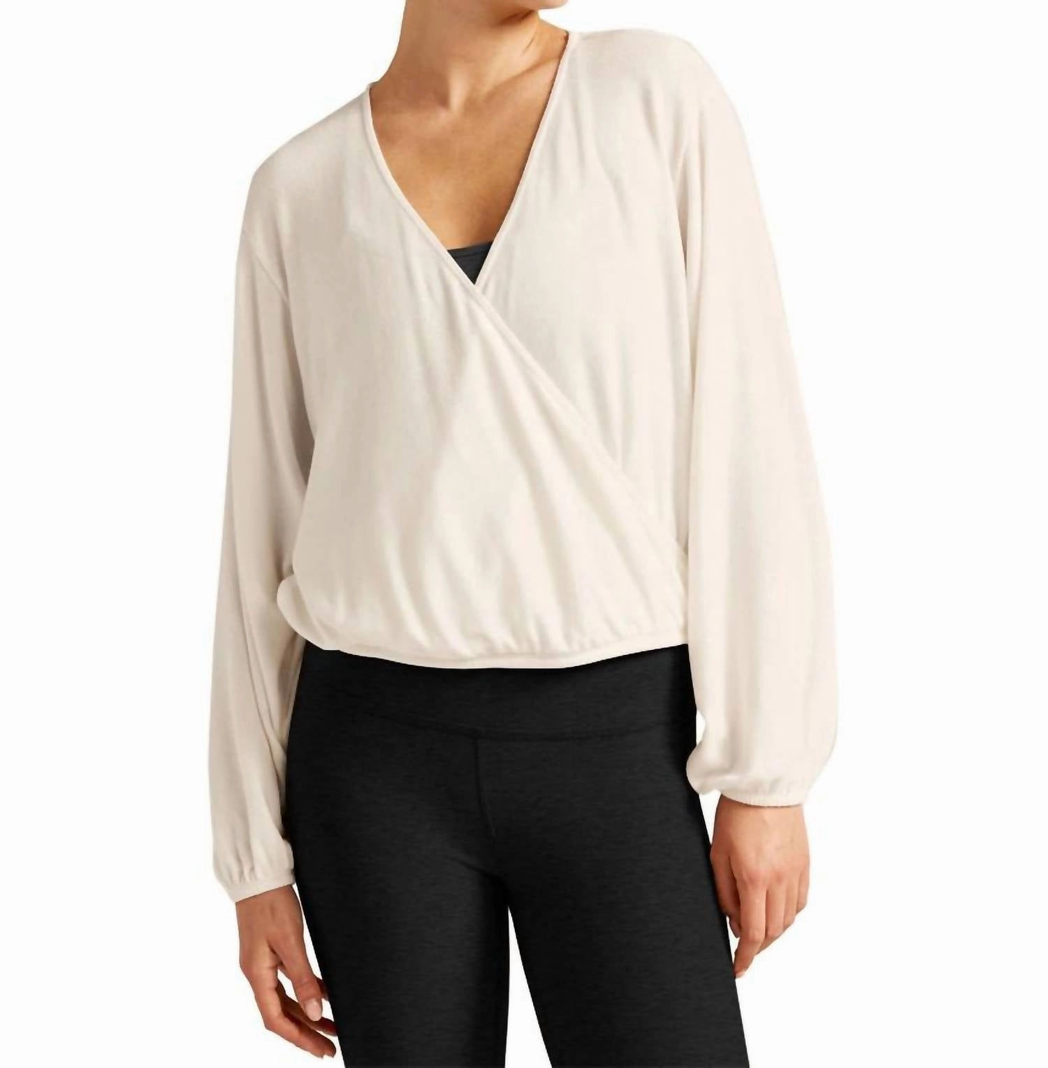 Trendy Layers Wrapped Up Pullover Top In Snow