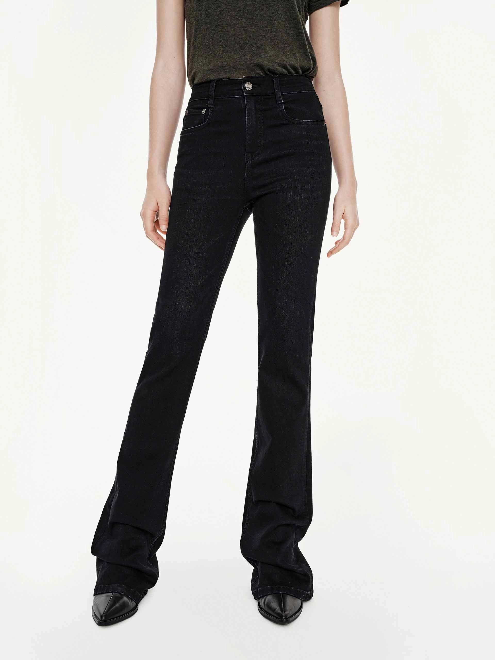 Black Fitted Flared Jeans Streetwear Essential Shape Retention