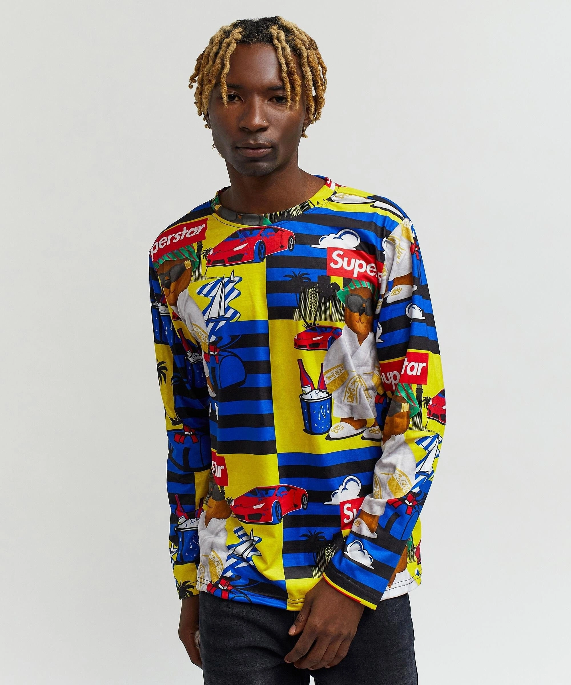 simple design Superstar Allover Print Long Sleeve Tee