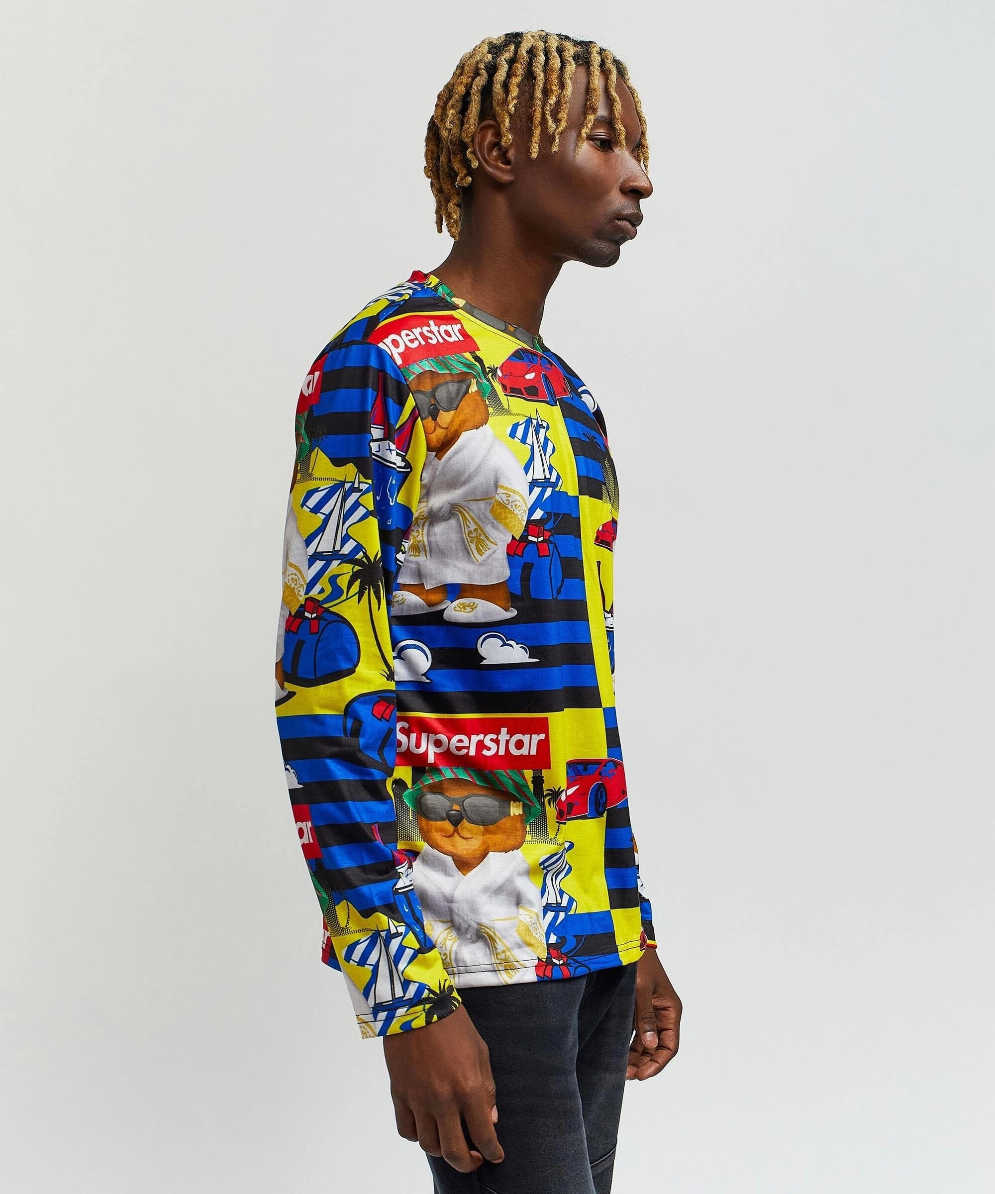 hypoallergenic material RubberizedGrip Superstar Allover Print Long Sleeve Tee