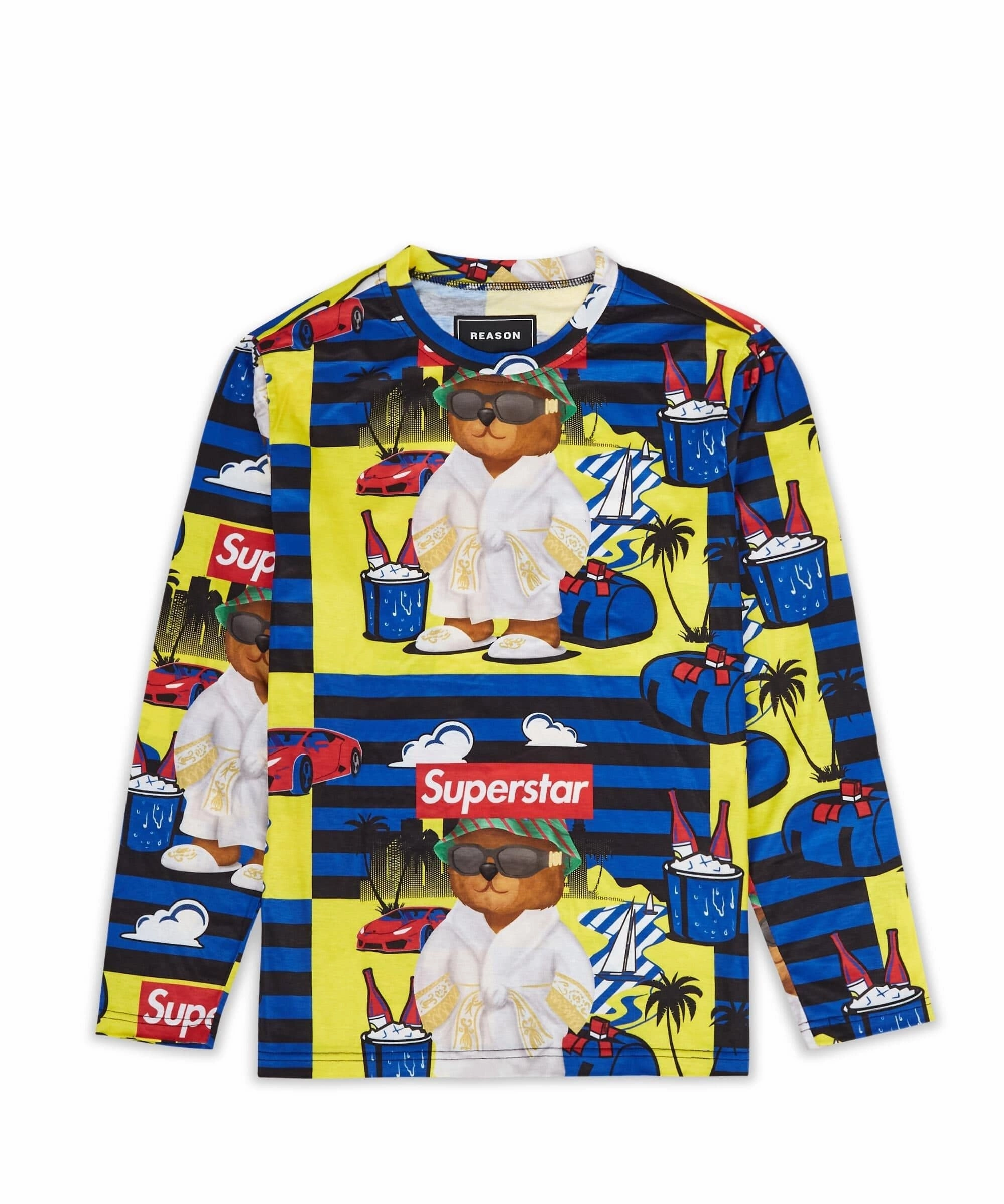 SnagResistant Fabric LowProfile Zipper Superstar Allover Print Long Sleeve Tee