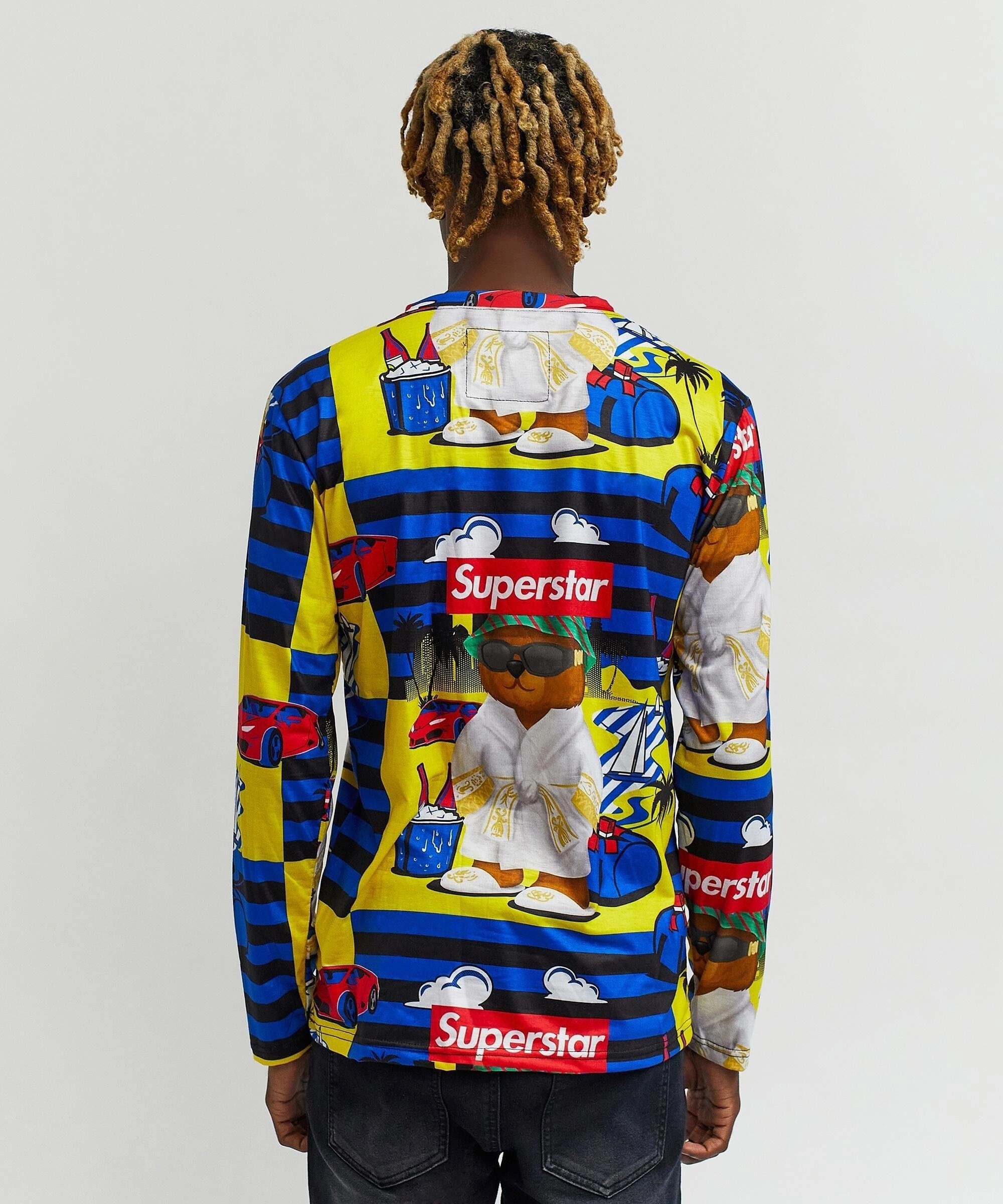 Superstar Allover Print Long Sleeve Tee AllPurpose Design Compression Fit Engineering