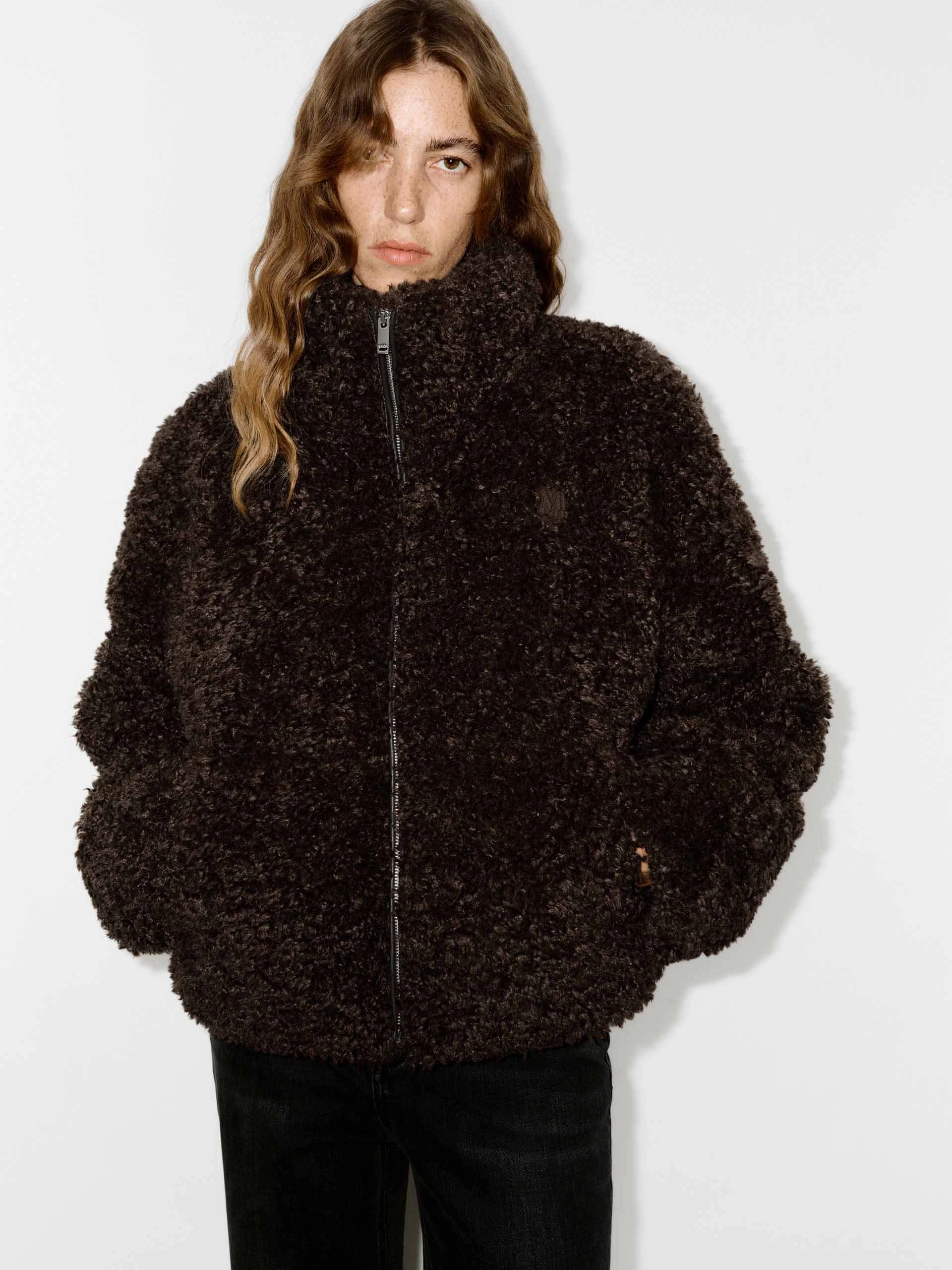 Everyday Layers Tear Resistant Fabric Blends Faux Shearling Quilted Jacket