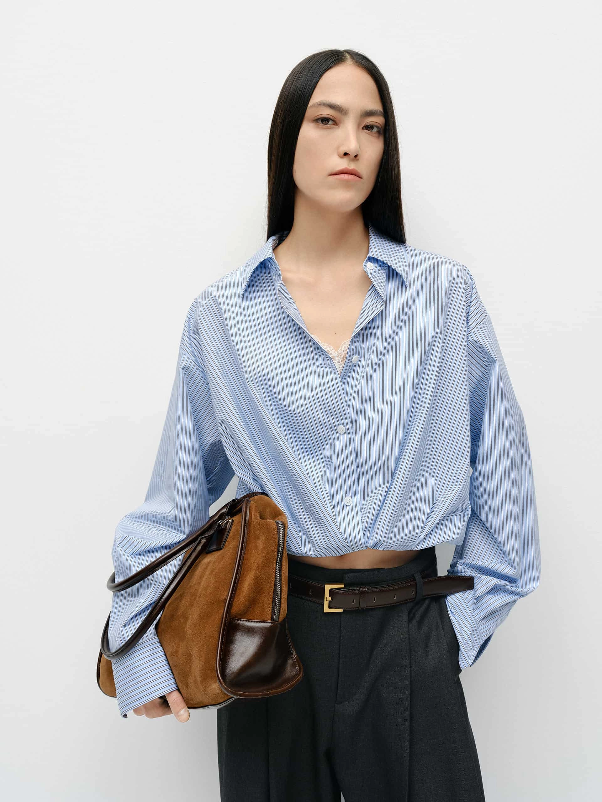 Paneled Cropped Shirt Ventilated Mesh Panels SoftTouchFinish