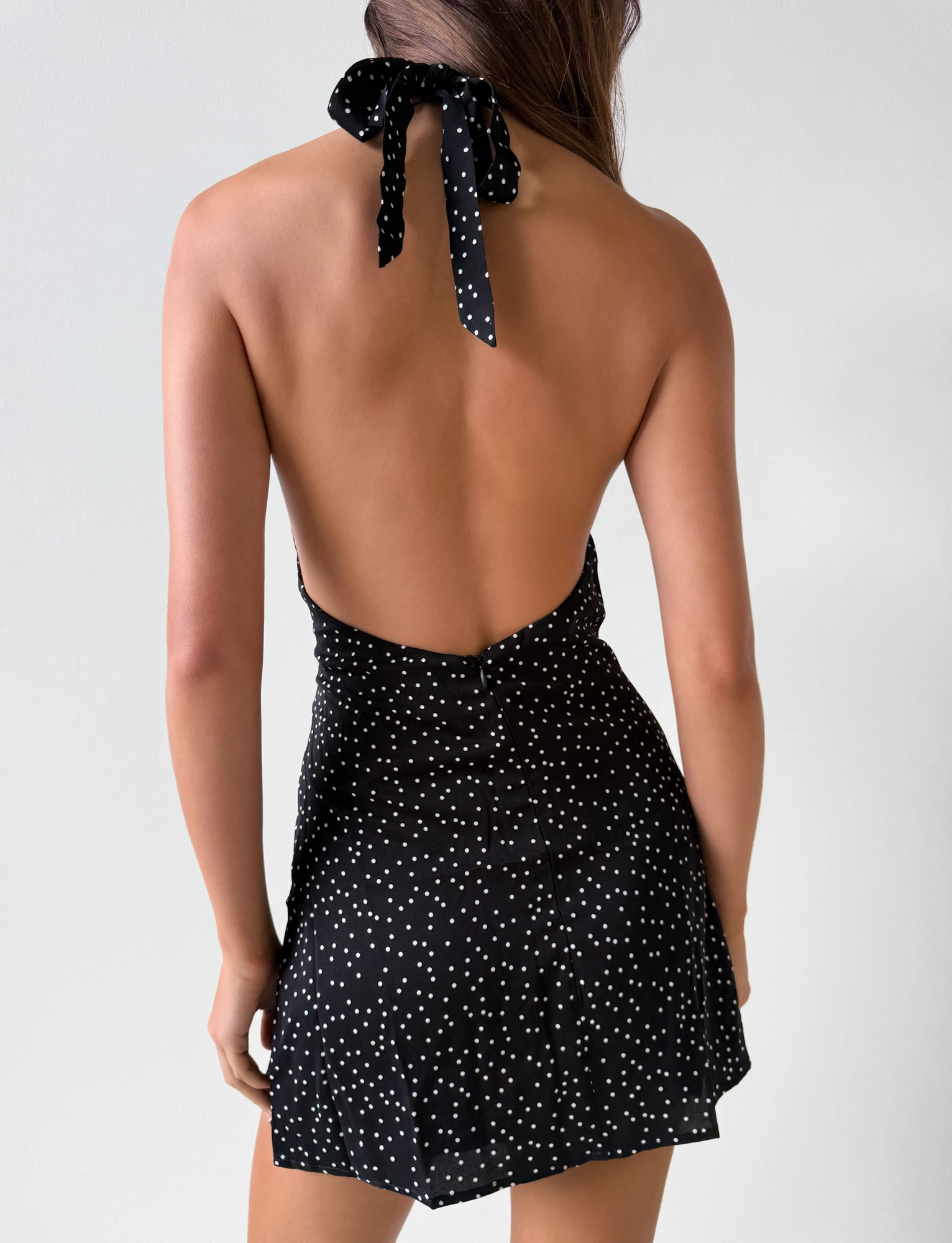 DYLAN HALTER MINI DRESS - BLACK POLKA Bold Design Modern Layers