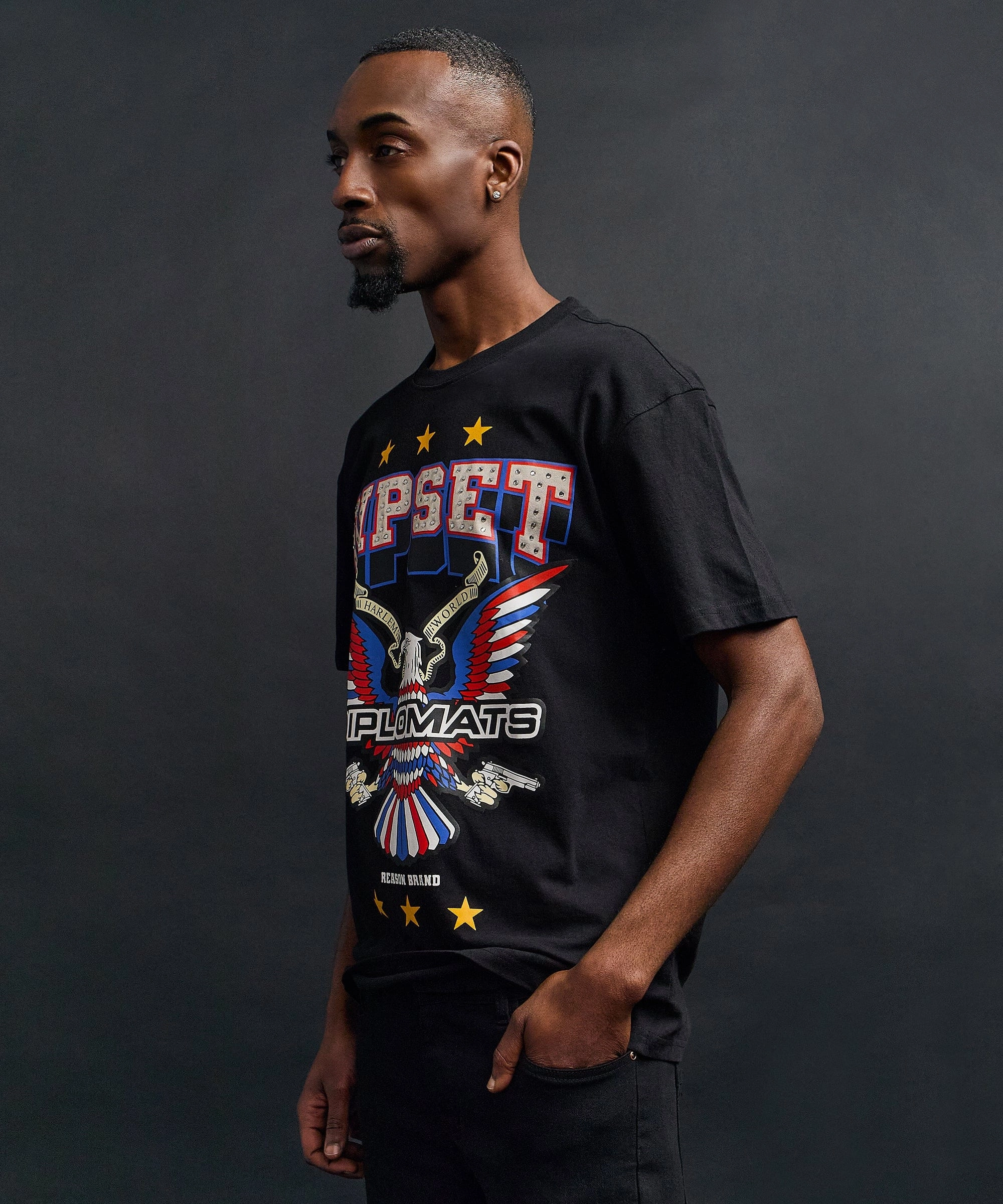 Minimalist Styling LowMaintenanceFabric Eagle Members Short Sleeve Tee - Black