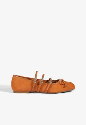 Arissa Brown Suede Ballet Flat Track Glow School Glow