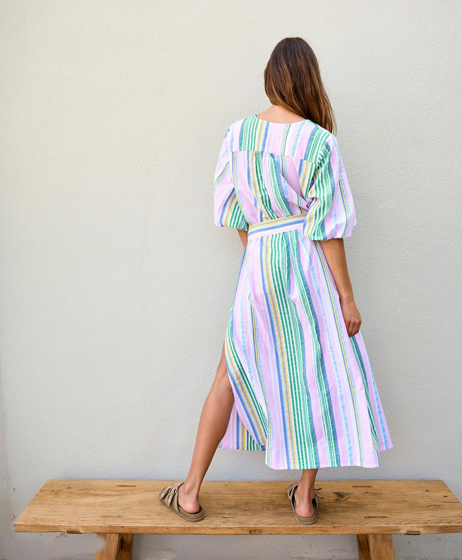 Casual Tones Date-Night Striped Kaftan